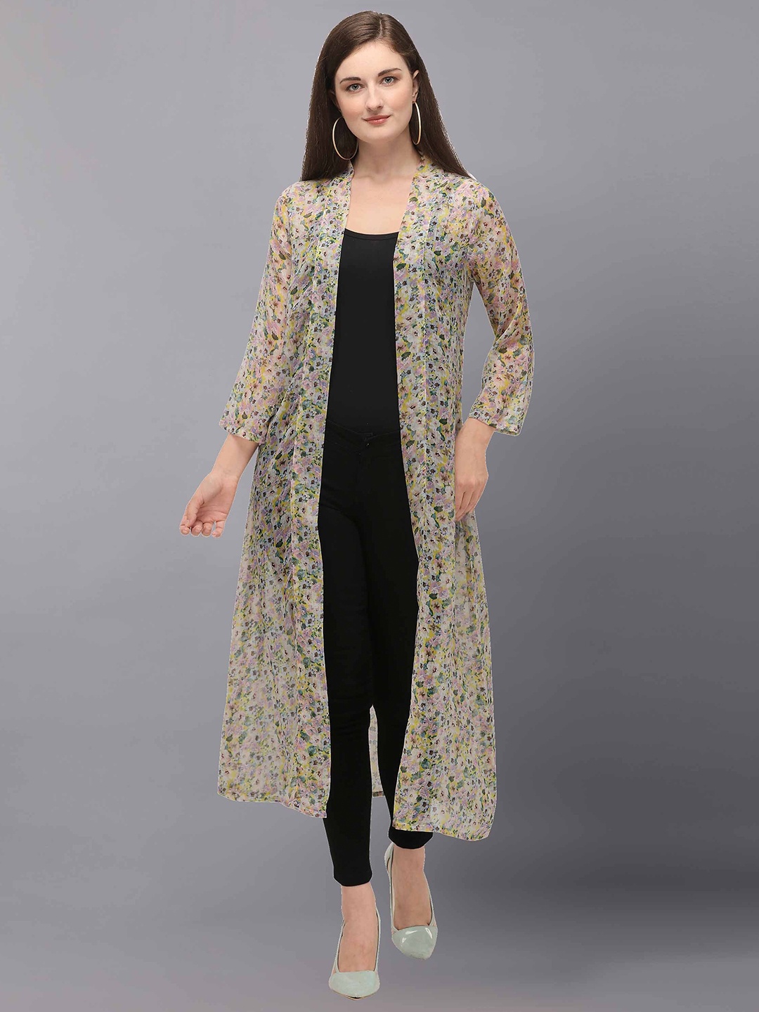 

Fashfun Women Floral Printed Chiffon Shrug, White