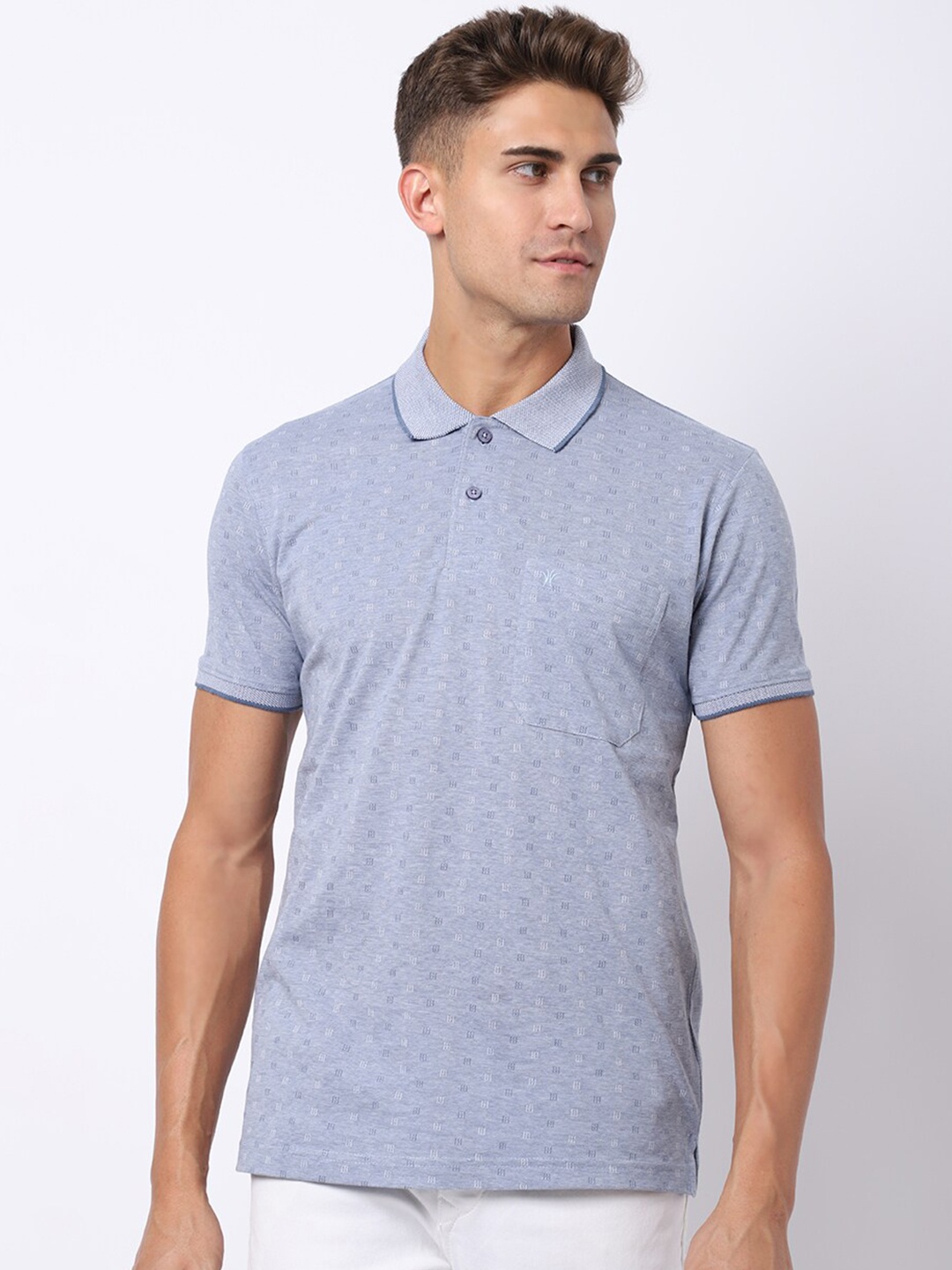 

VENITIAN Men Polo Collar Slim Fit T-shirt, Blue