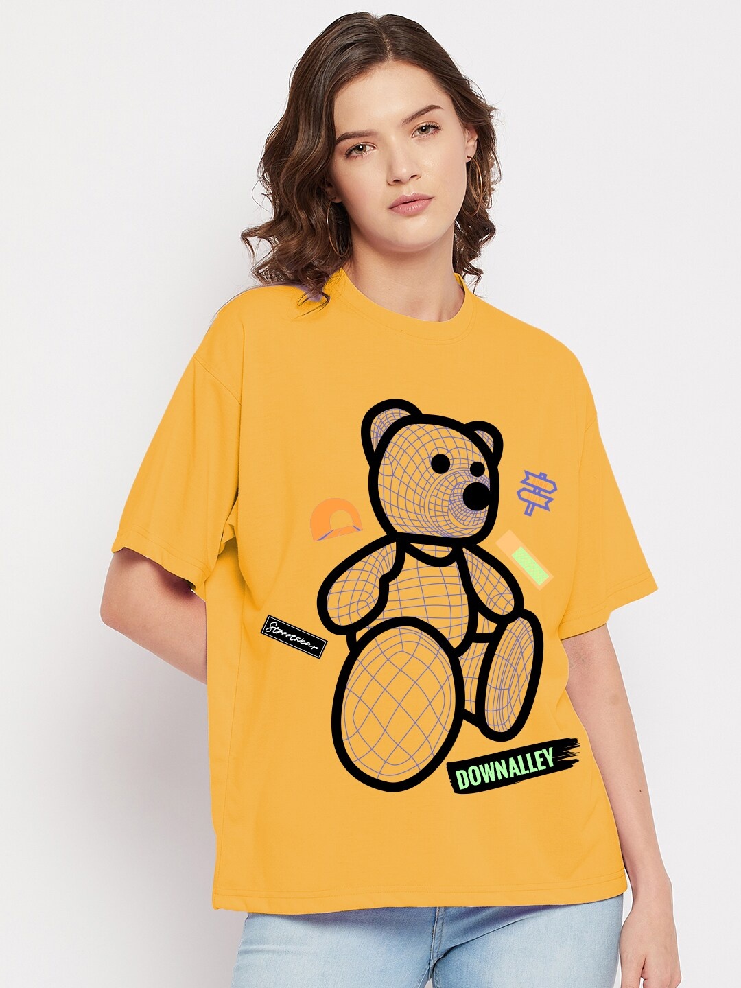 

FRENCH FLEXIOUS Women Printed T-shirt, Yellow