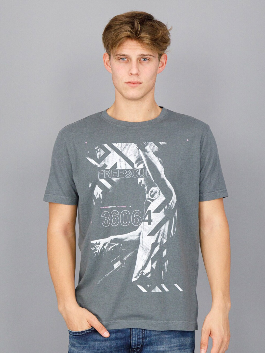 

FREESOUL Men Printed T-shirt, Grey