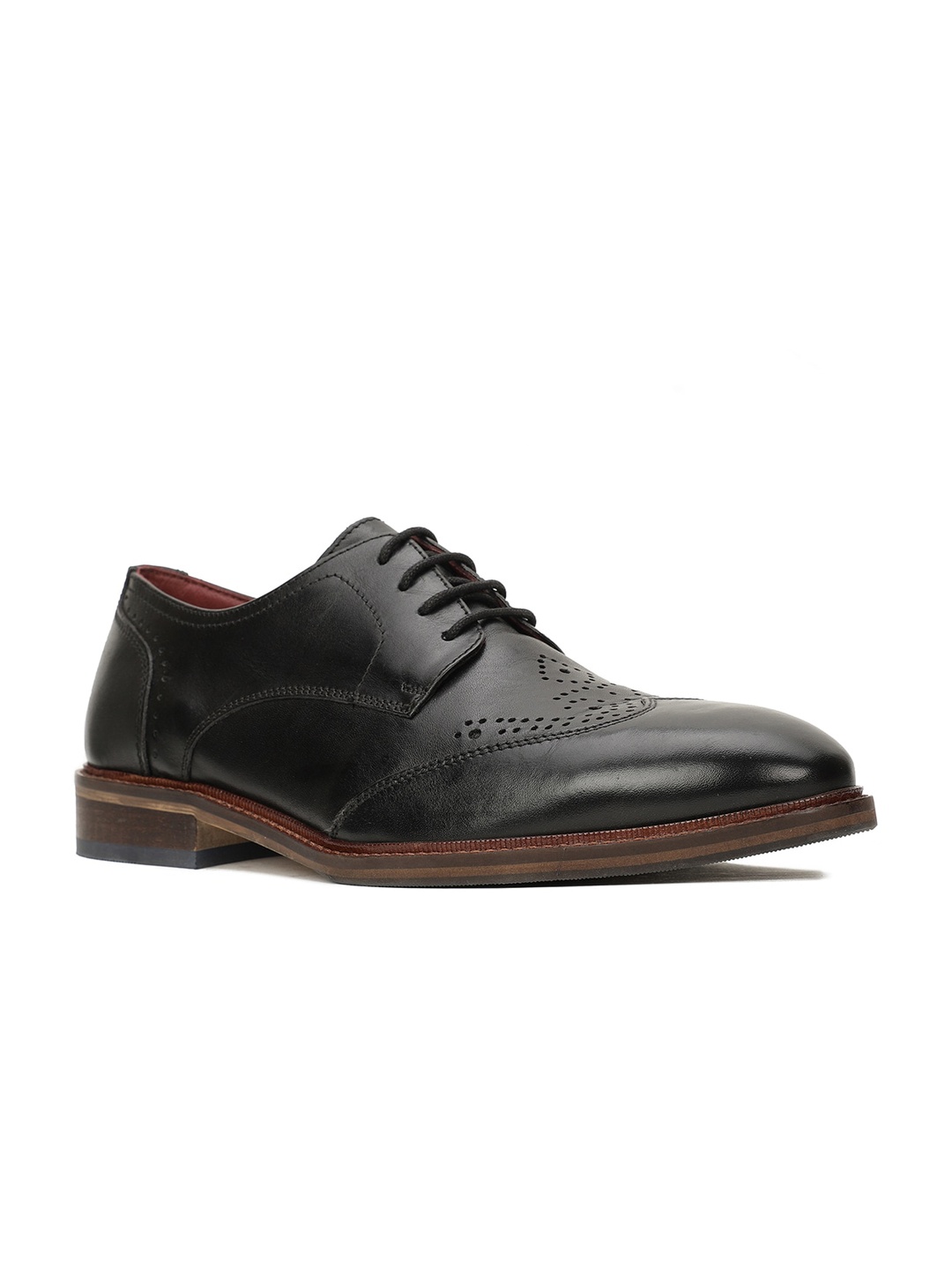 

Hush Puppies Men Solid Leather Formal Derbys, Black