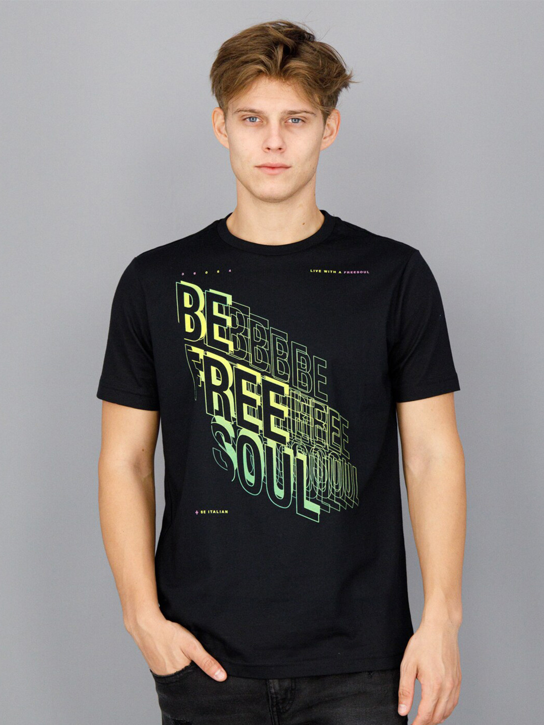 

FREESOUL Men Typography Printed T-shirt, Black