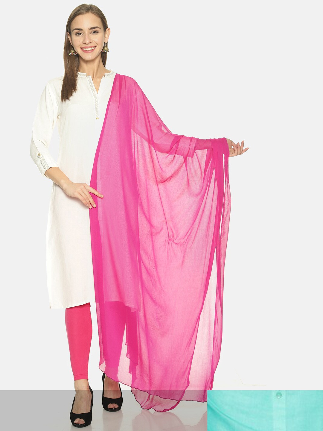 

TWIN BIRDS Pack of 2 Solid Dupatta, Blue