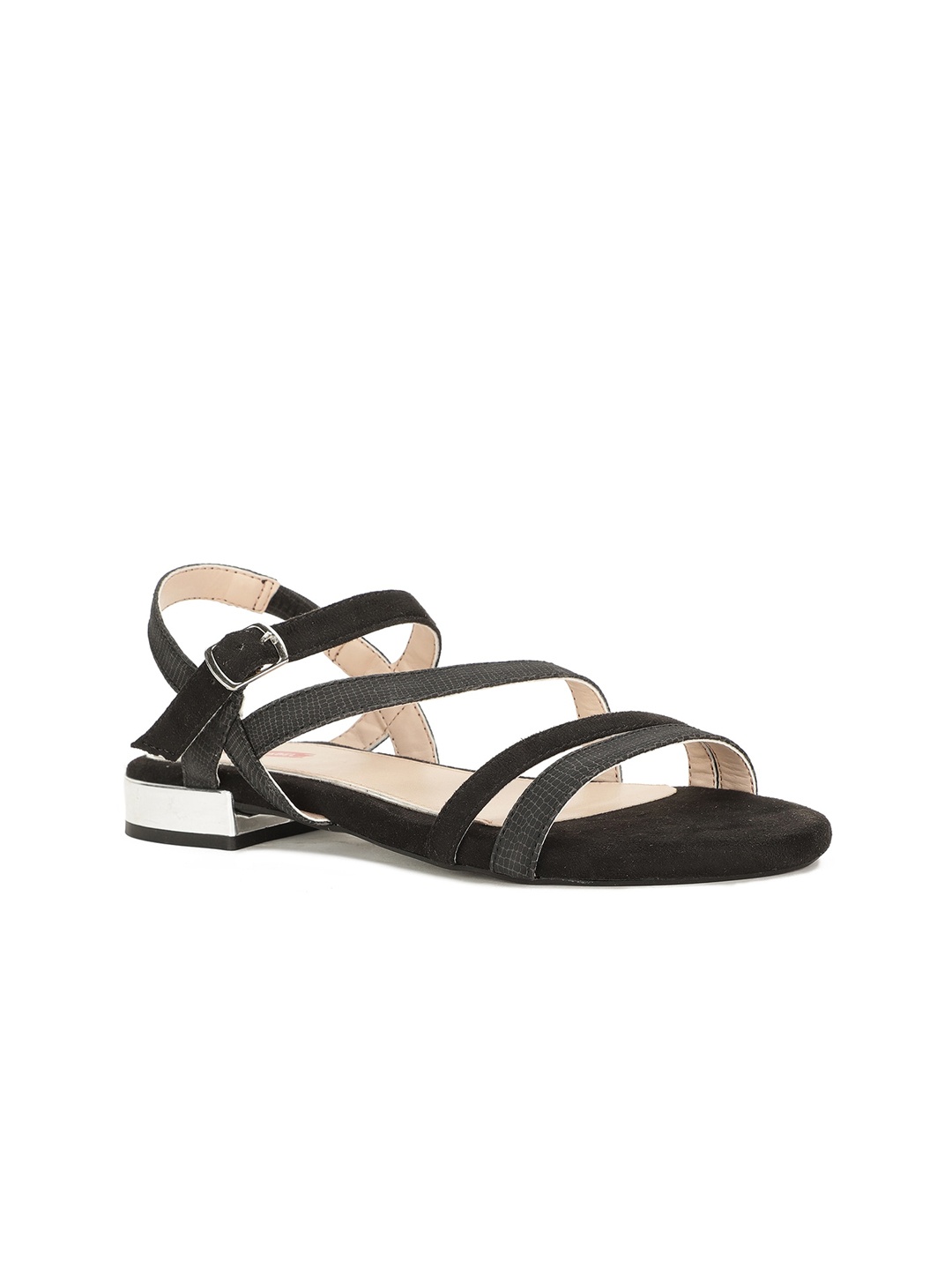 

Bata Women Open Toe Flats with Buckles, Black