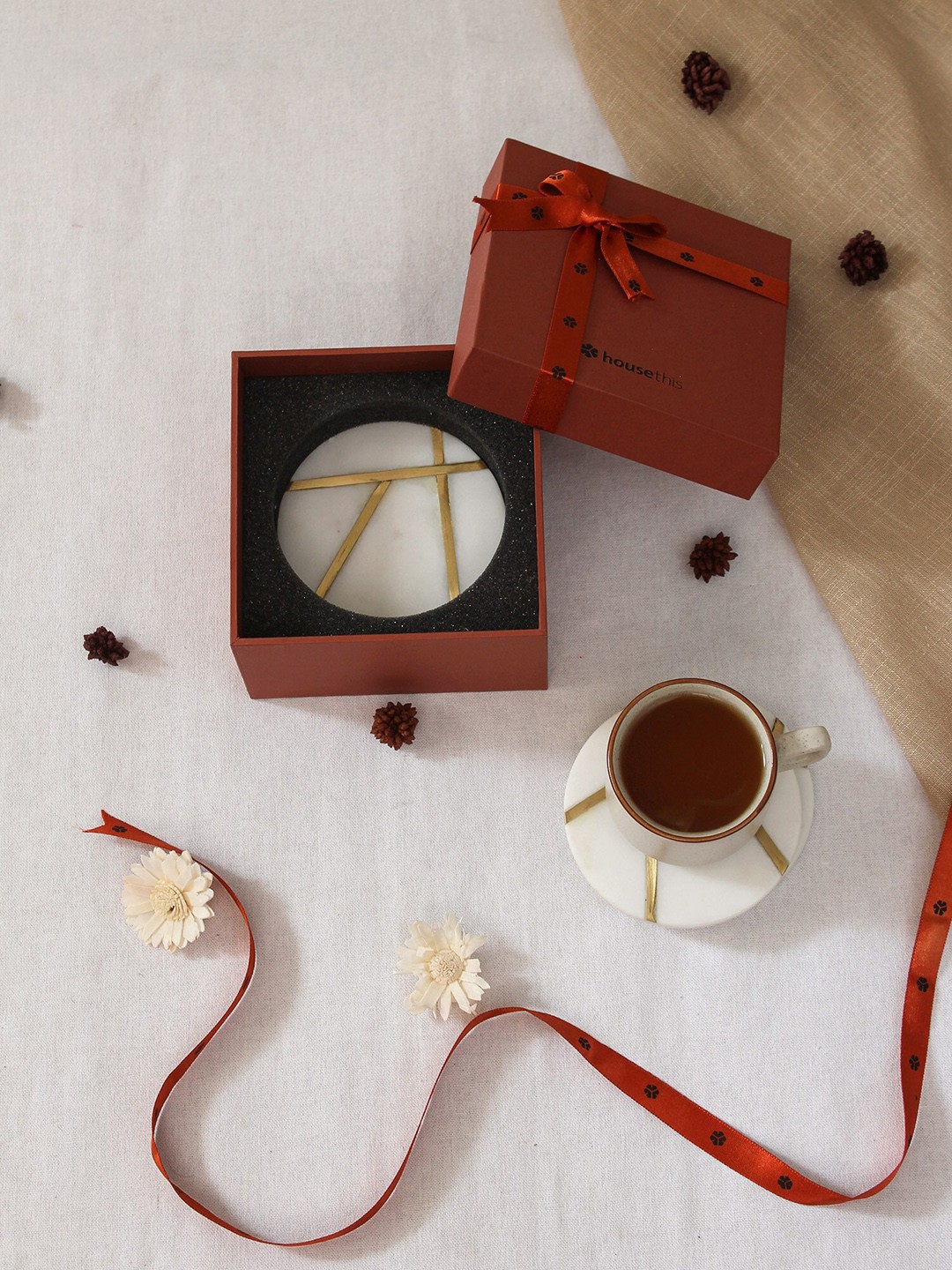 

House This Solid Marble Coasters, White