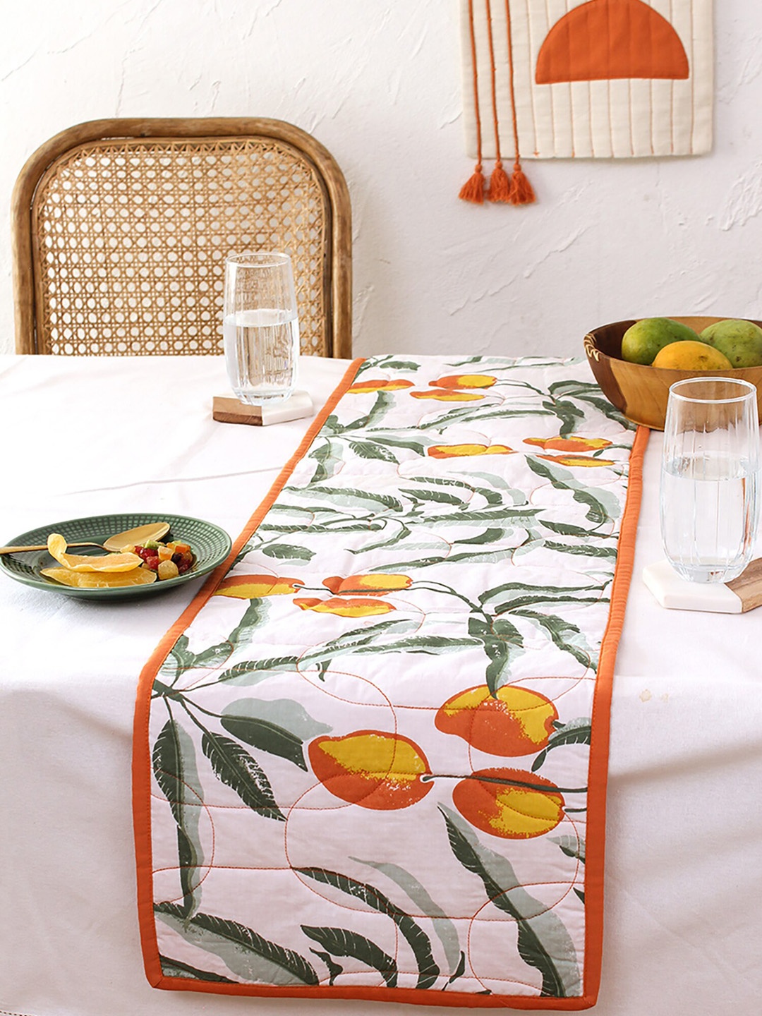 

House This Set Of 2 Printed Cotton Table Cover, Rust