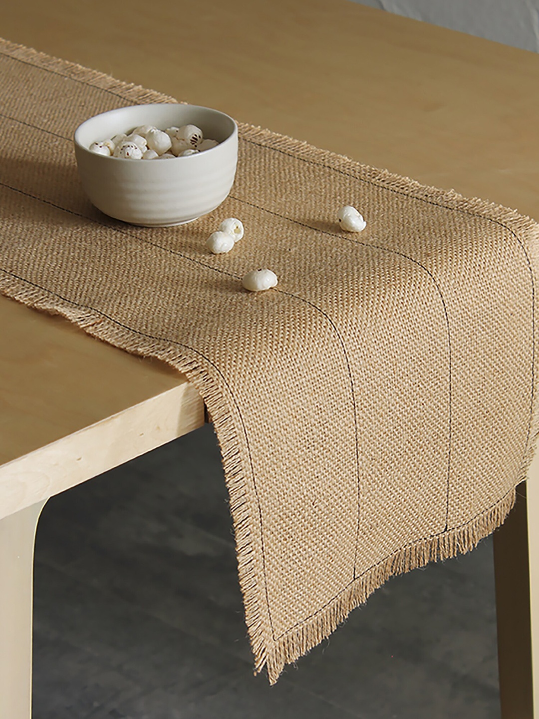 

House This Set Of 2 Abstract Pure Cotton Runners, Beige