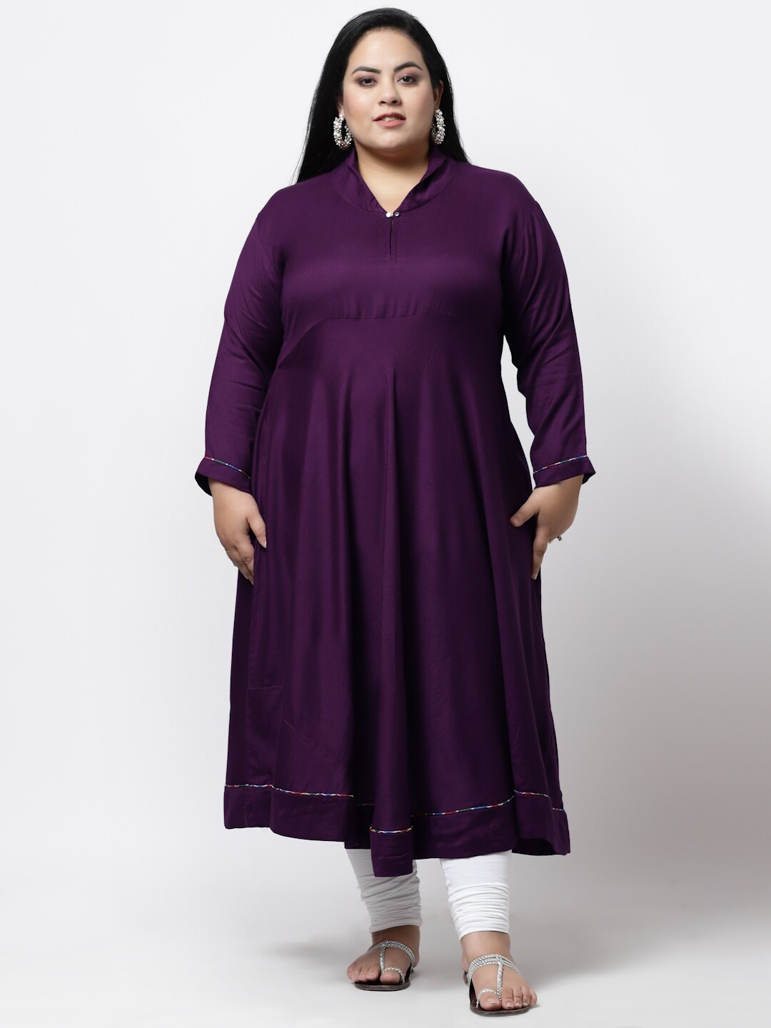 

FAZZN Women Plus Size Solid Kurta, Purple