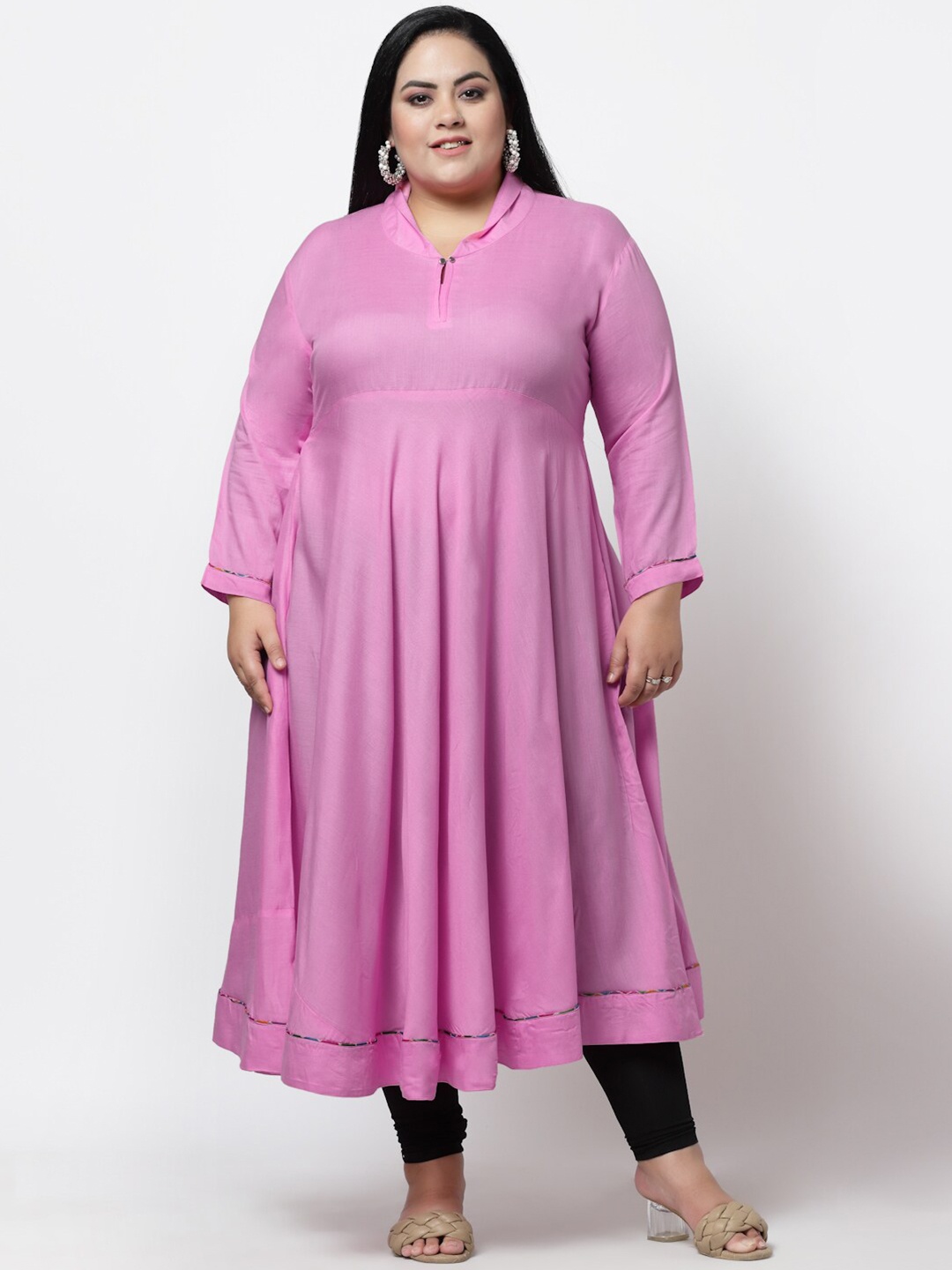 

FAZZN Plus Size Women Pink Anarkali Kurta