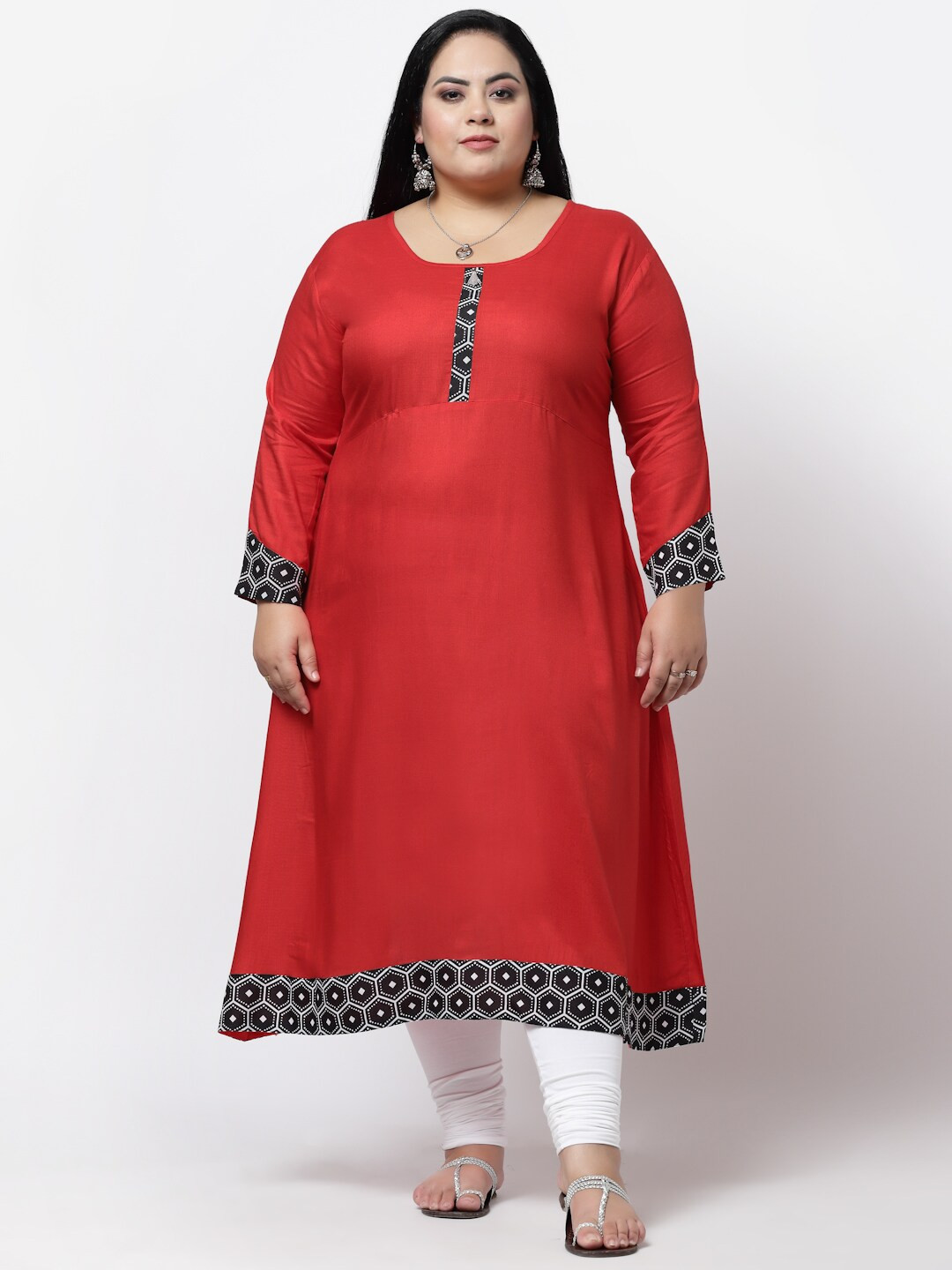 

FAZZN Plus Size Women Red Solid Kurta