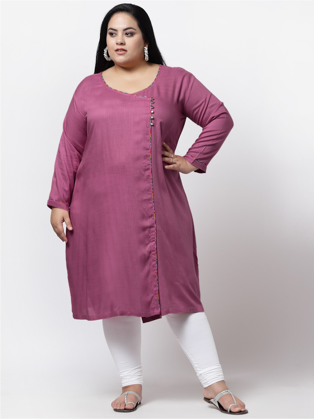 

FAZZN Women Plus Size Mauve Kurta