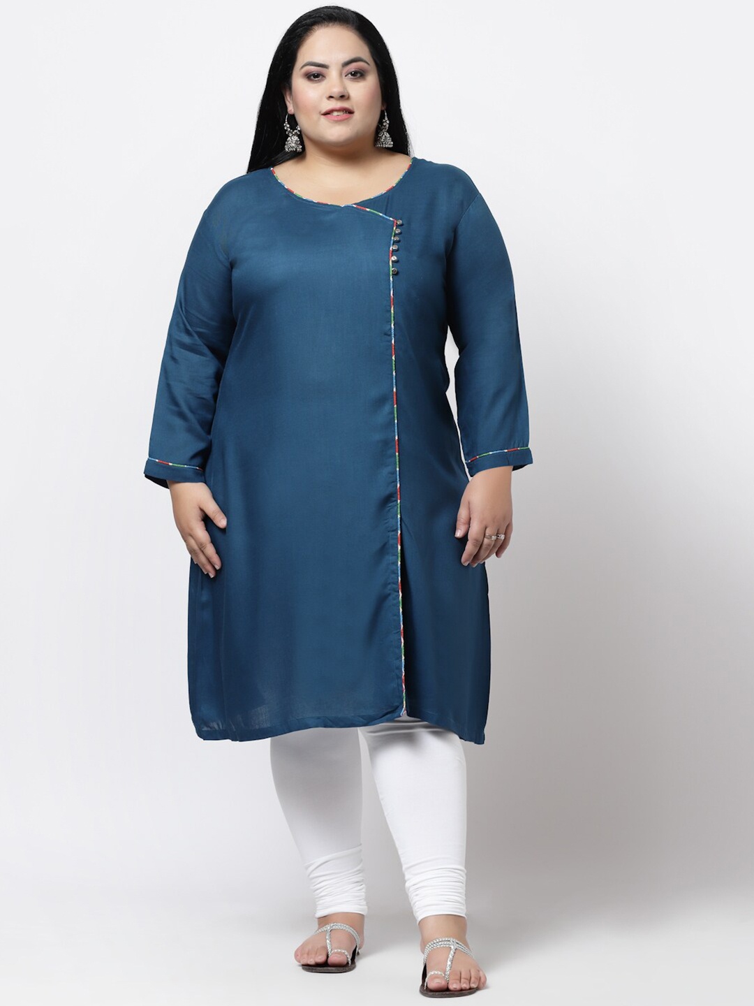 

FAZZN Women Plus Size Teal Kurta