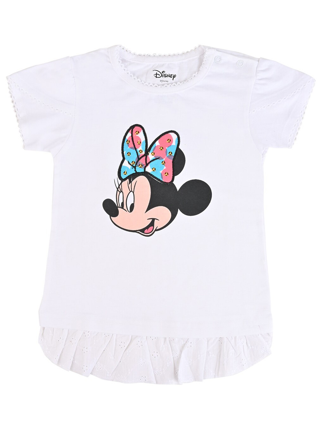 

Disney Girls Minnie Mouse Printed Bio Finish T-shirt, White