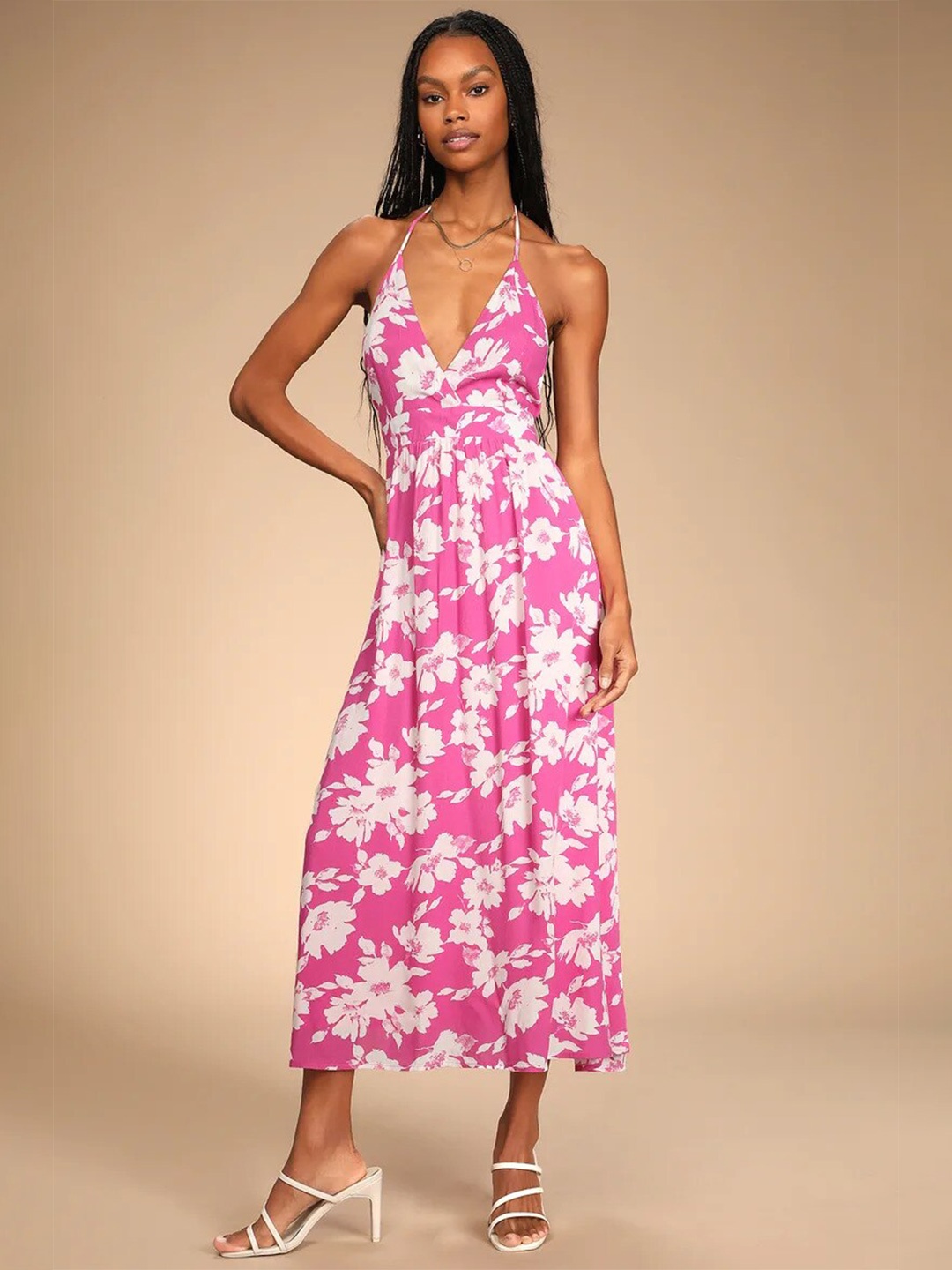 

La Aimee Women Pretty Pink Floral Dress