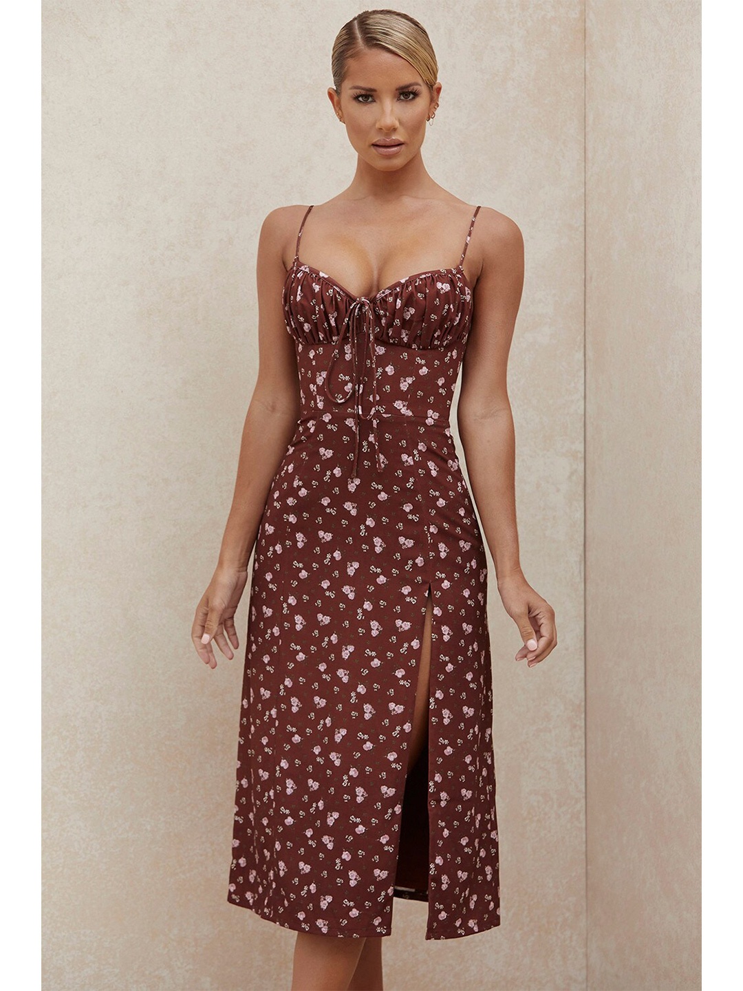 

La Aimee Women Brown Floral Dress