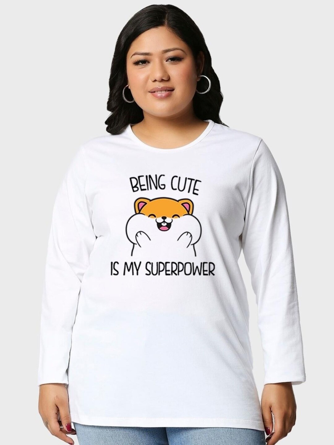 

Bewakoof Plus Women Plus Size Typography Printed T-shirt, White