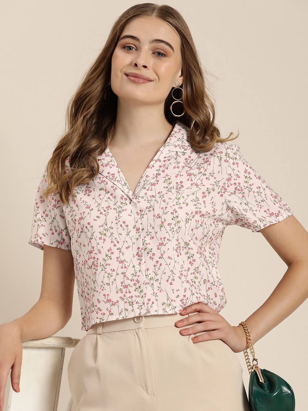 

encore by INVICTUS Floral Printed Casual Shirt, White