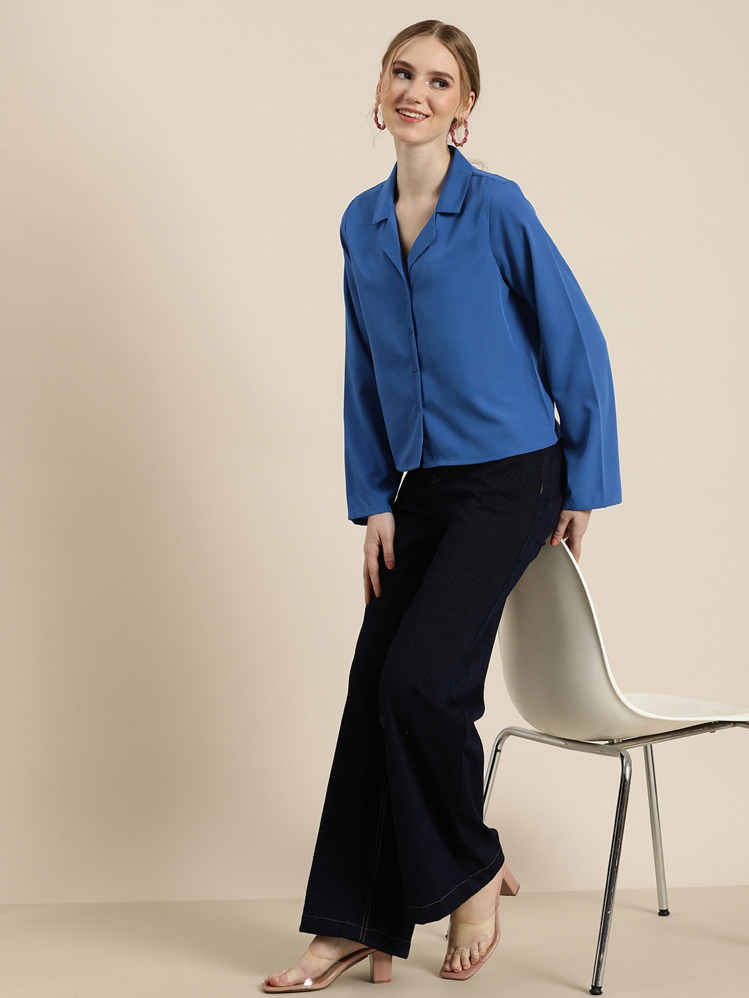 

encore by INVICTUS Cuban Collar Casual Shirt, Blue