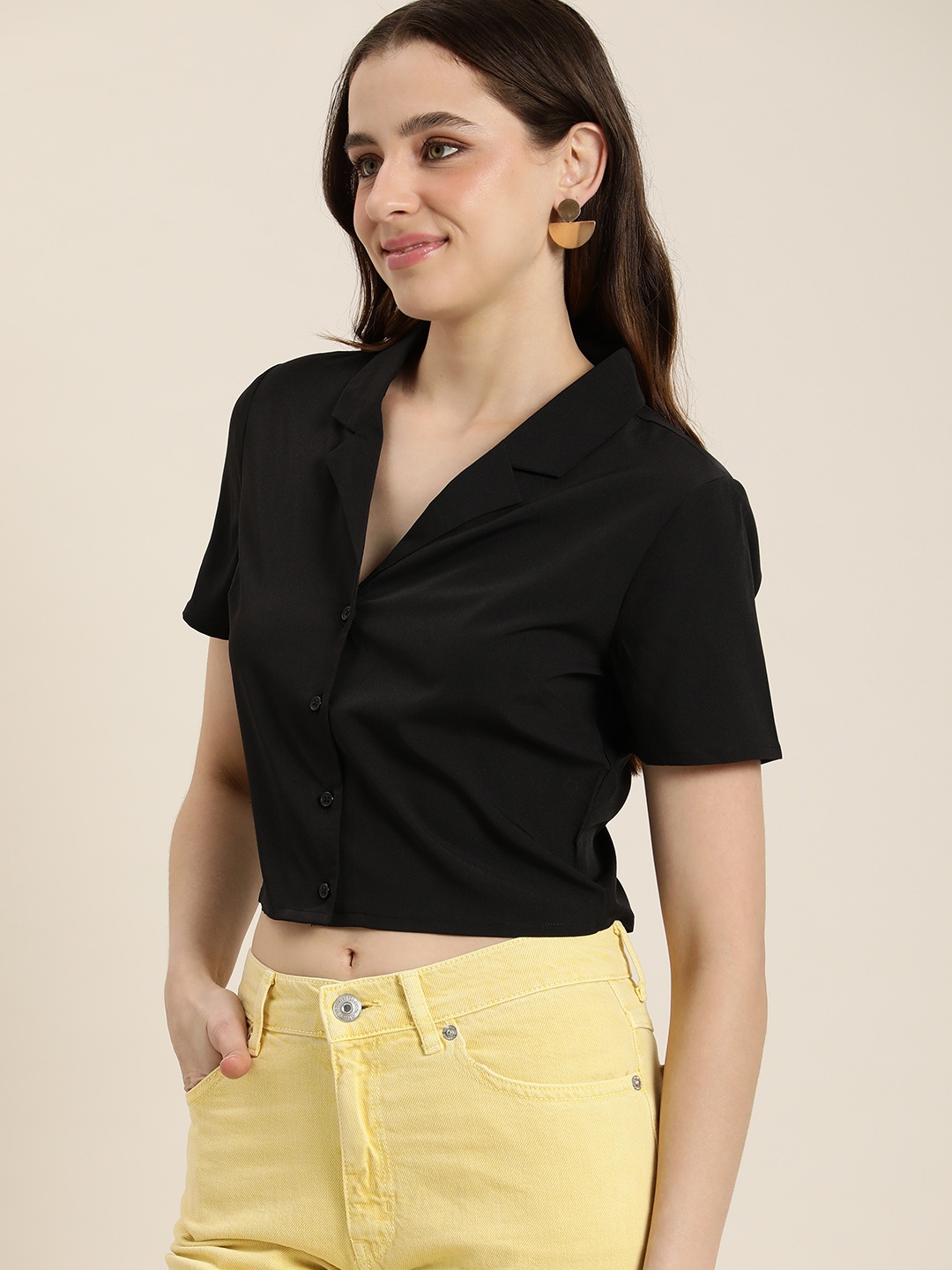 

encore by INVICTUS Cuban Collar Casual Shirt, Black