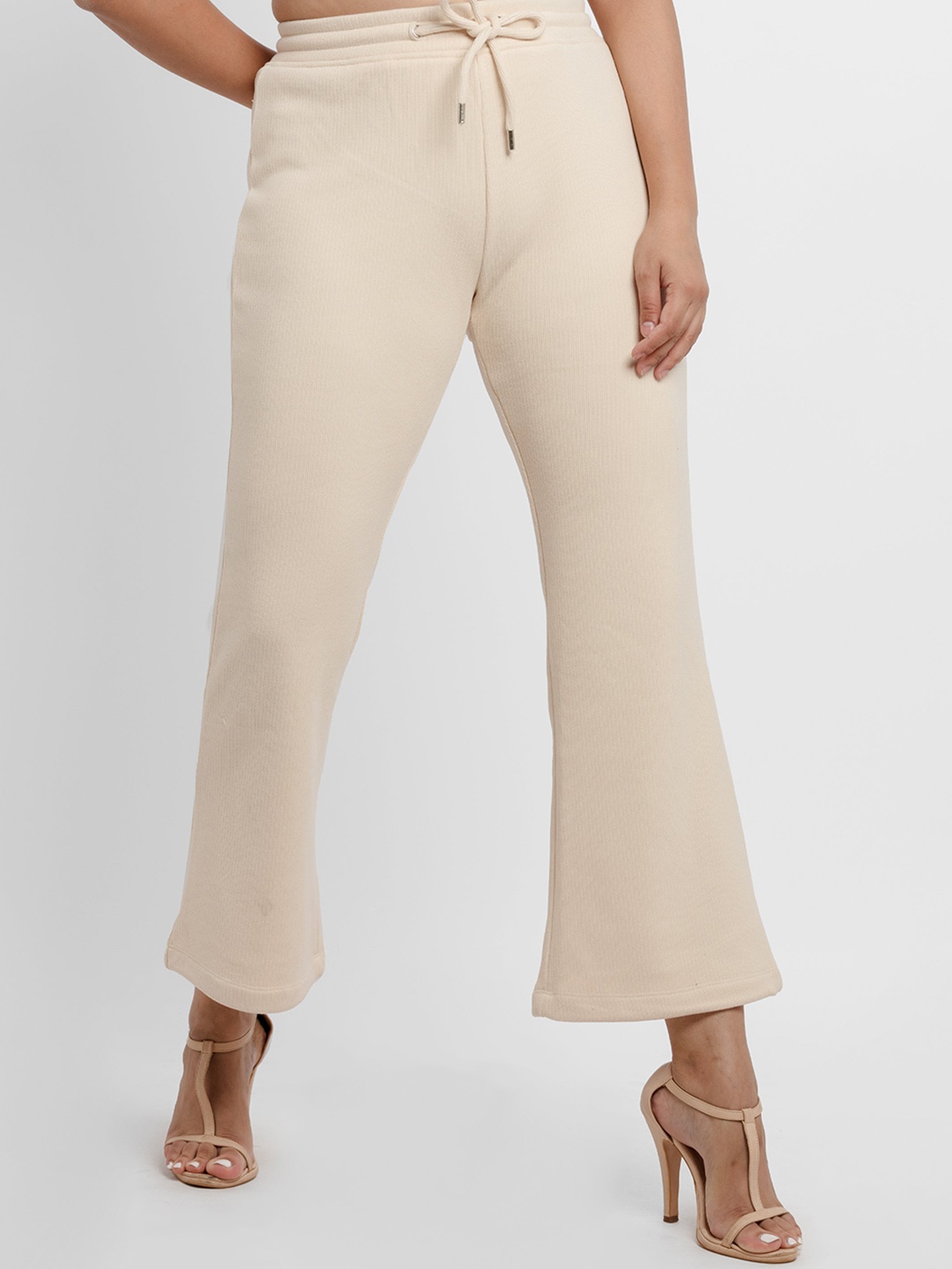 

Status Quo Women Bootcut Fit Solid Track Pants, Beige