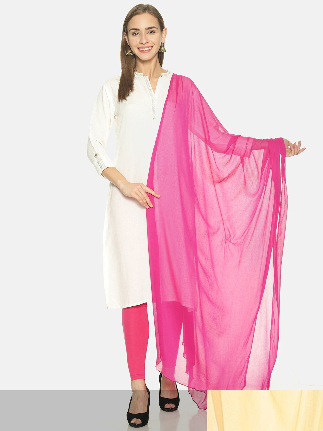 

TWIN BIRDS Pack Of 2 Solid Dupatta, Beige