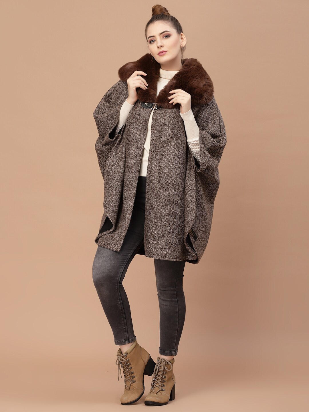 

Mafadeny Women Brown Poncho