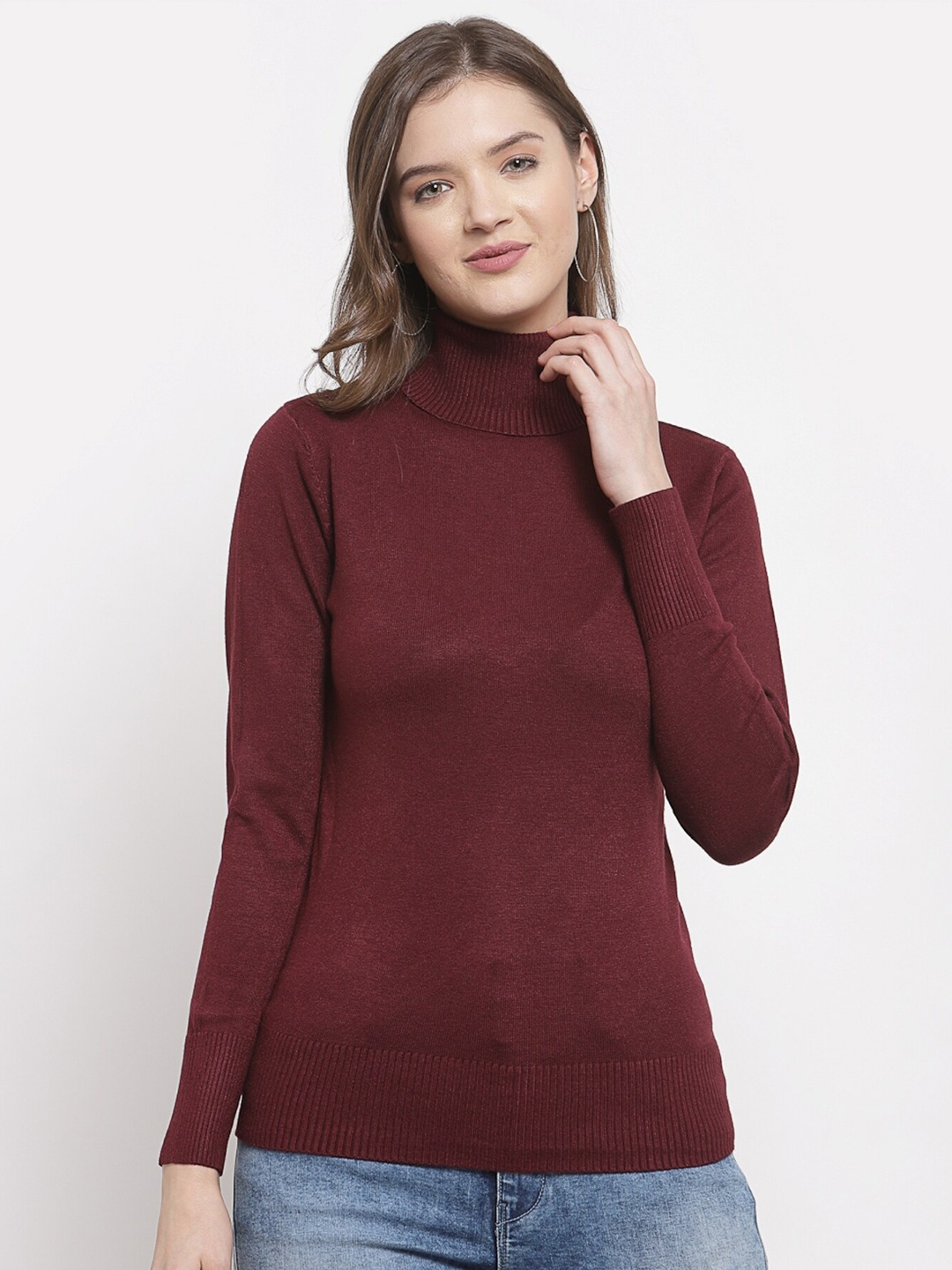 

Mafadeny Women Maroon Solid Pullover