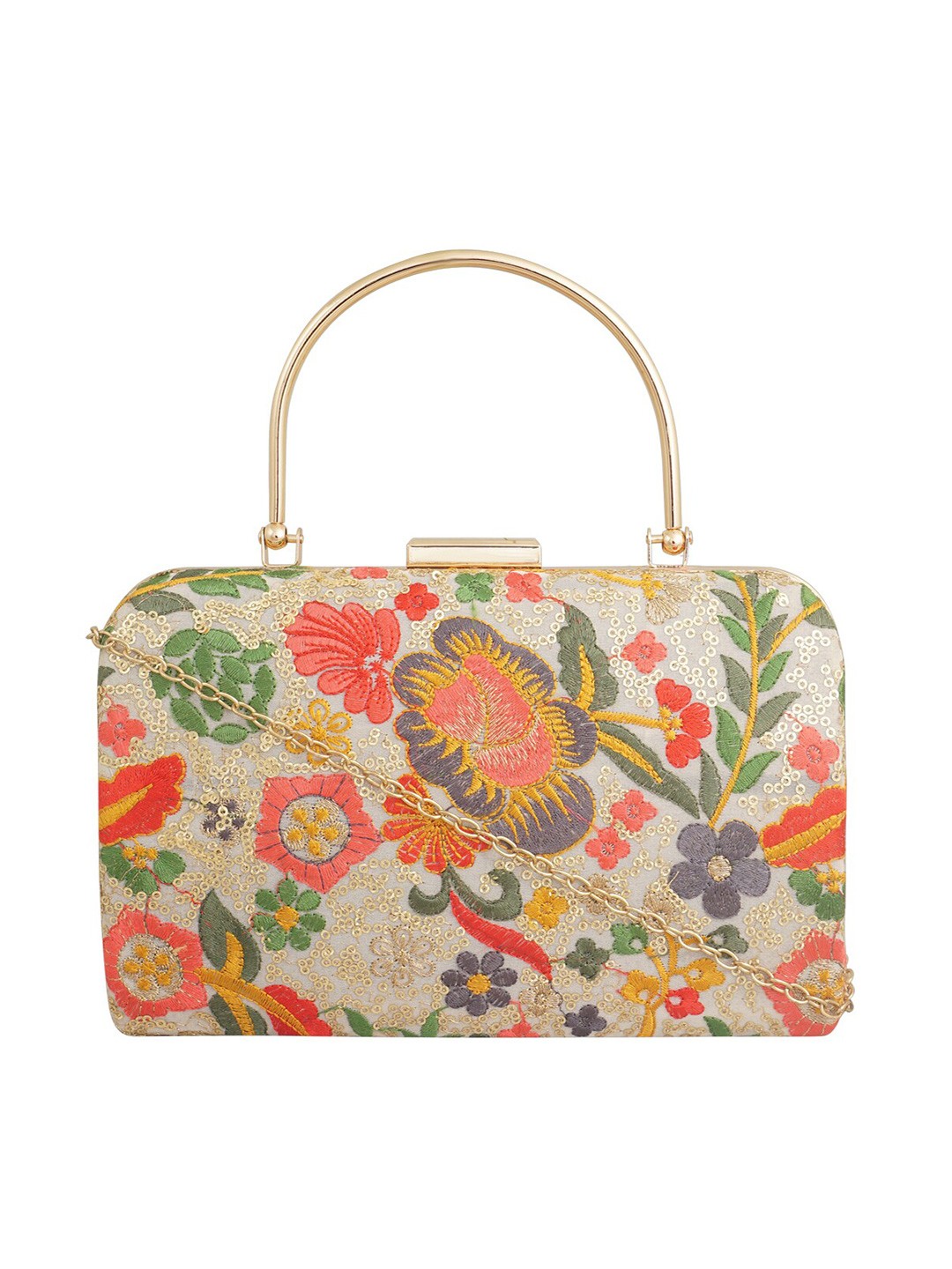 

HORRA Embroidered Box Clutch, Off white