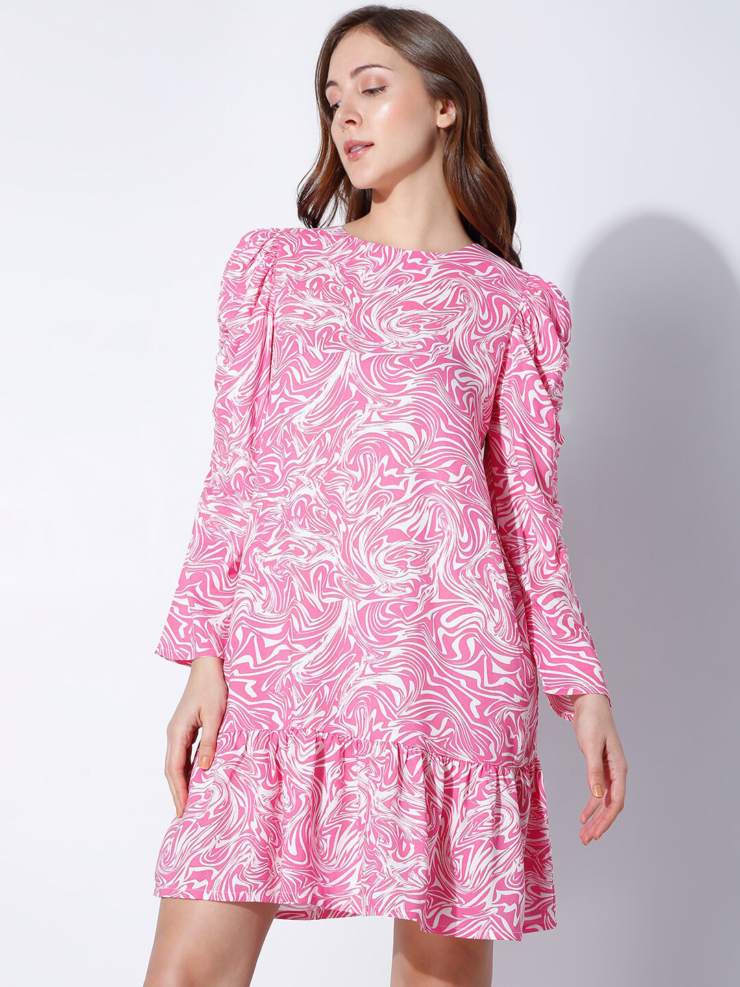 

Vero Moda Women Floral Viscose Rayon A-Line Dress, Pink
