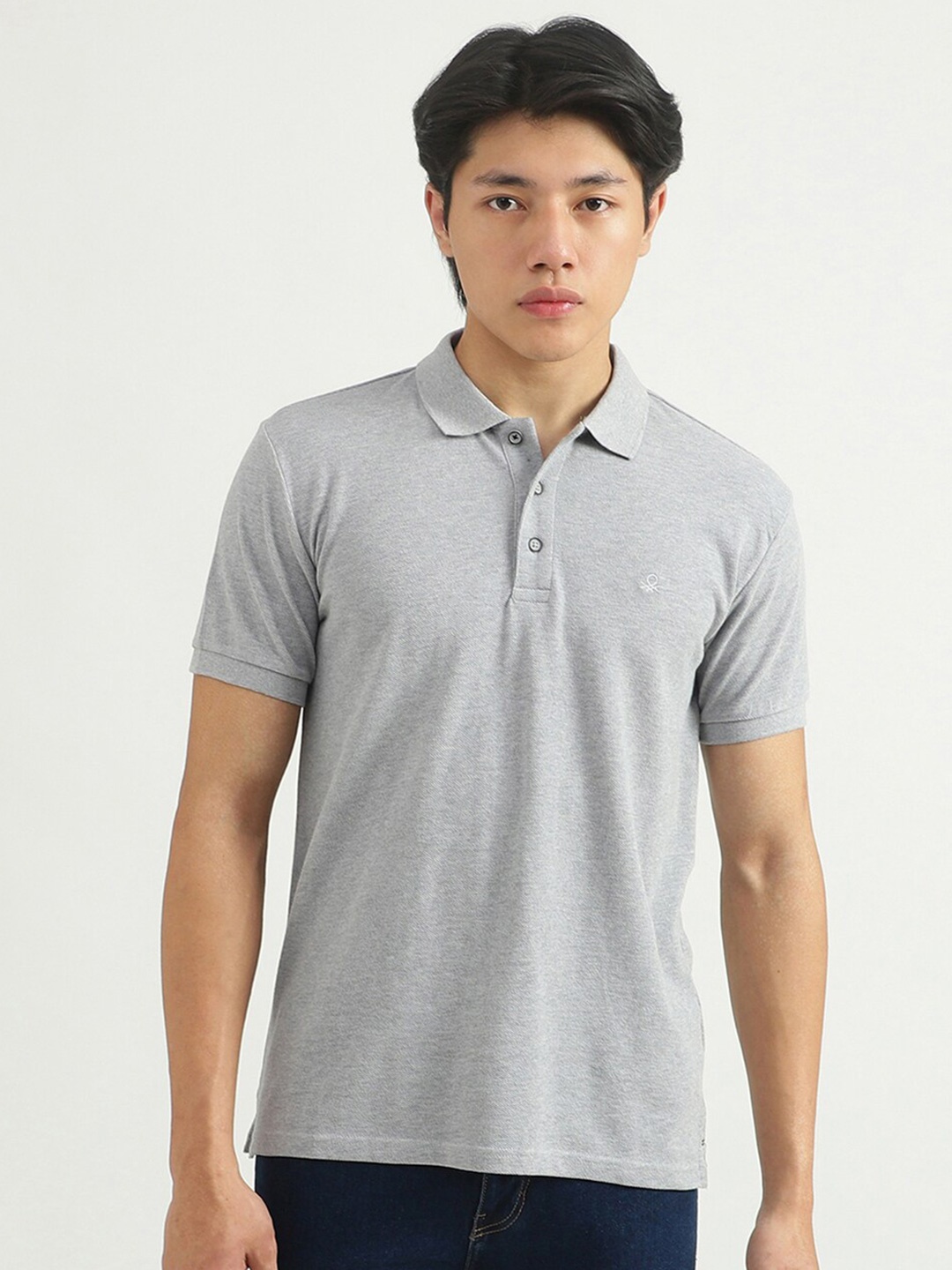 

United Colors of Benetton Men Polo Collar T-shirt, Grey