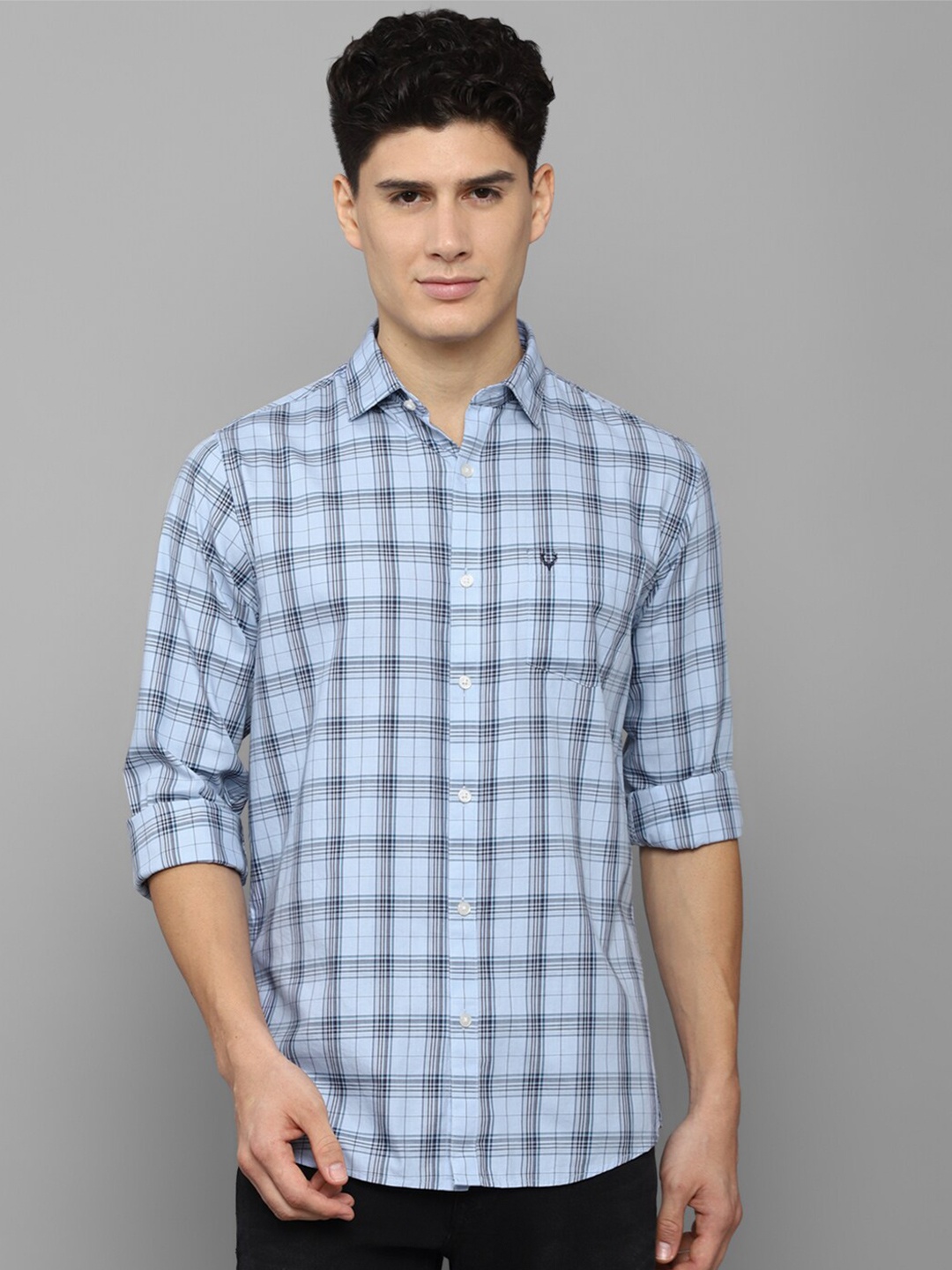 

Allen Solly Men Slim Fit Tartan Checked Casual Shirt, Blue