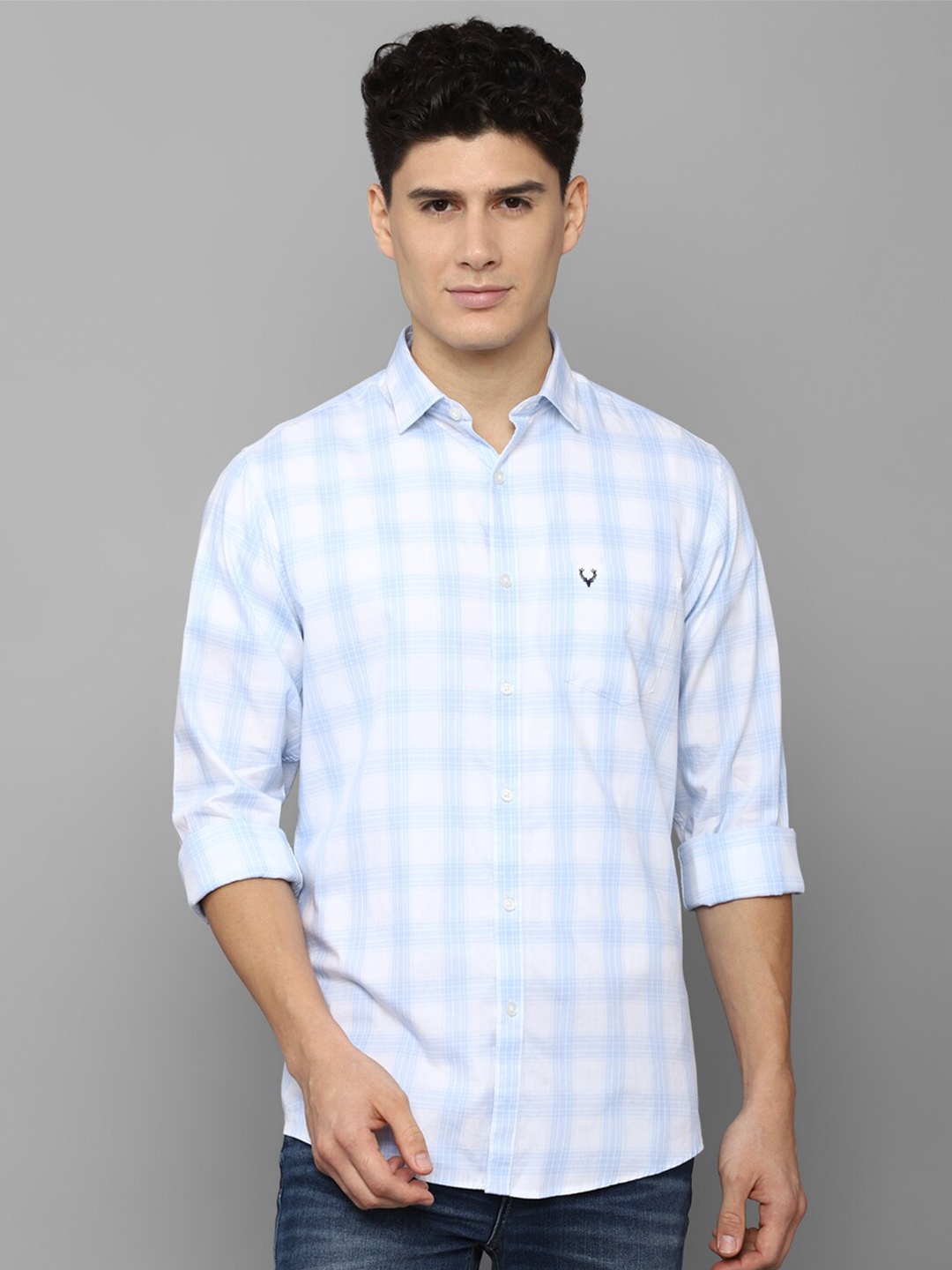 

Allen Solly Men Slim Fit Gingham Checked Cotton Casual Shirt, White