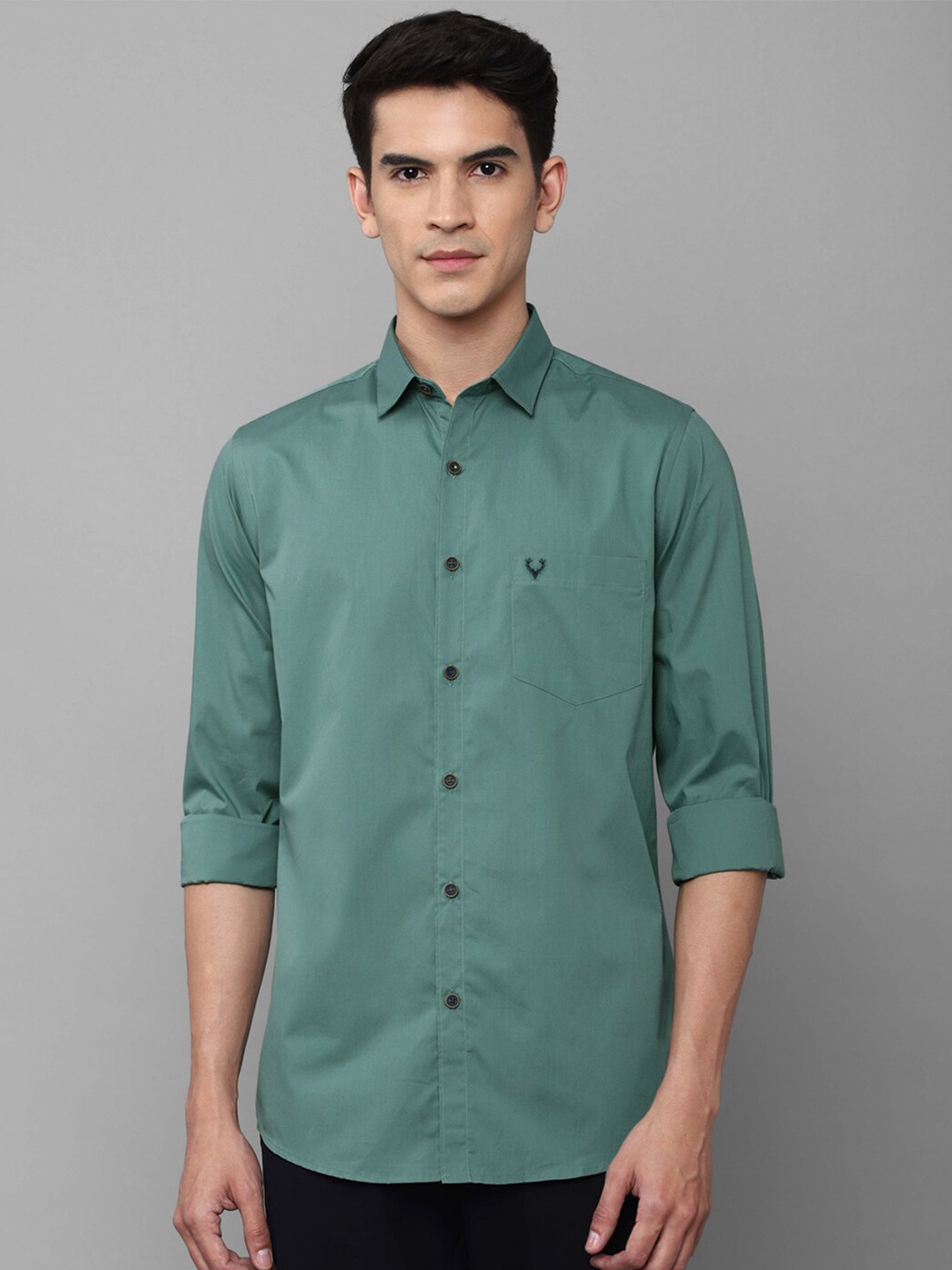 

Allen Solly Men Cotton Slim Fit Casual Shirt, Teal