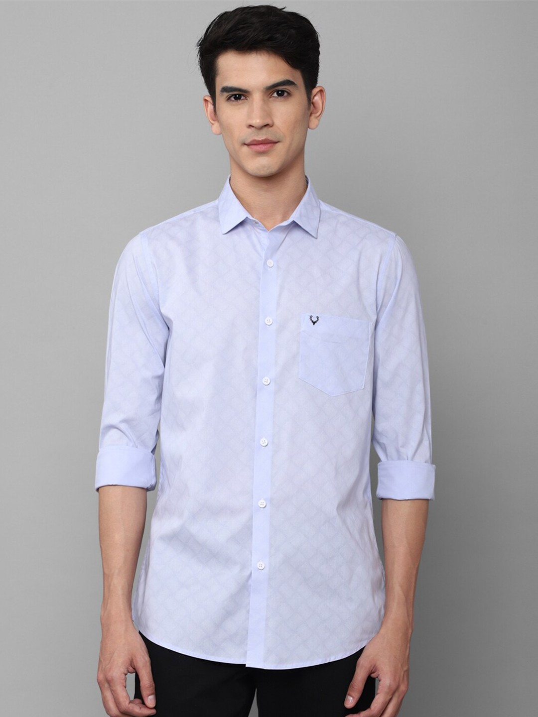 

Allen Solly Men Cotton Self Designed Slim Fit Casual Shirt, Blue
