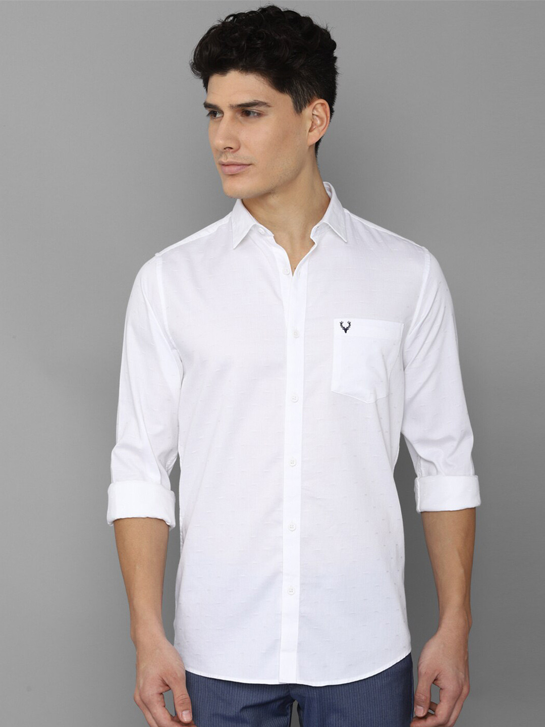 

Allen Solly Men Cotton Slim Fit Long Sleeves Casual Shirt, White