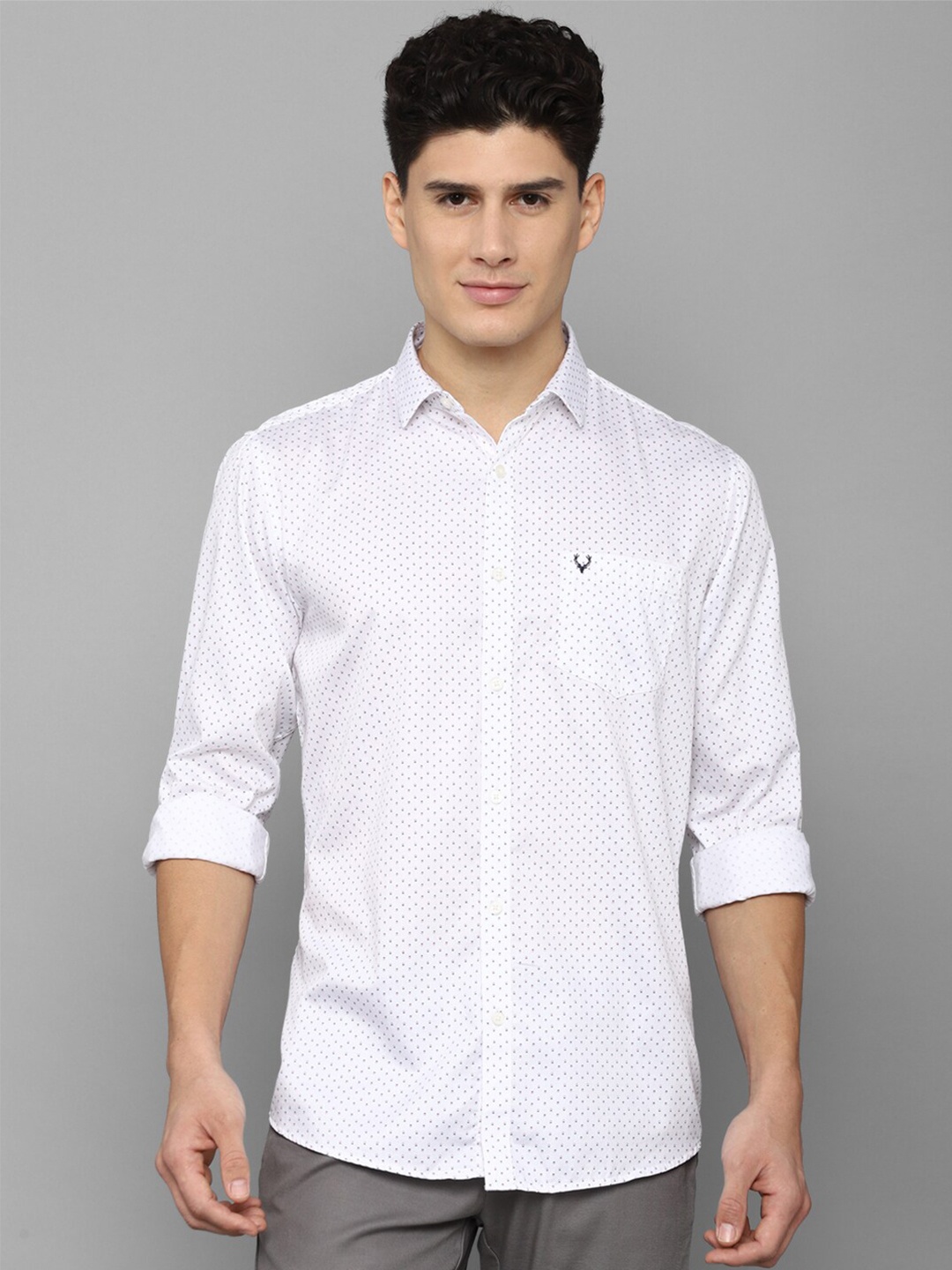 

Allen Solly Men Cotton Slim Fit Printed Casual Shirt, White