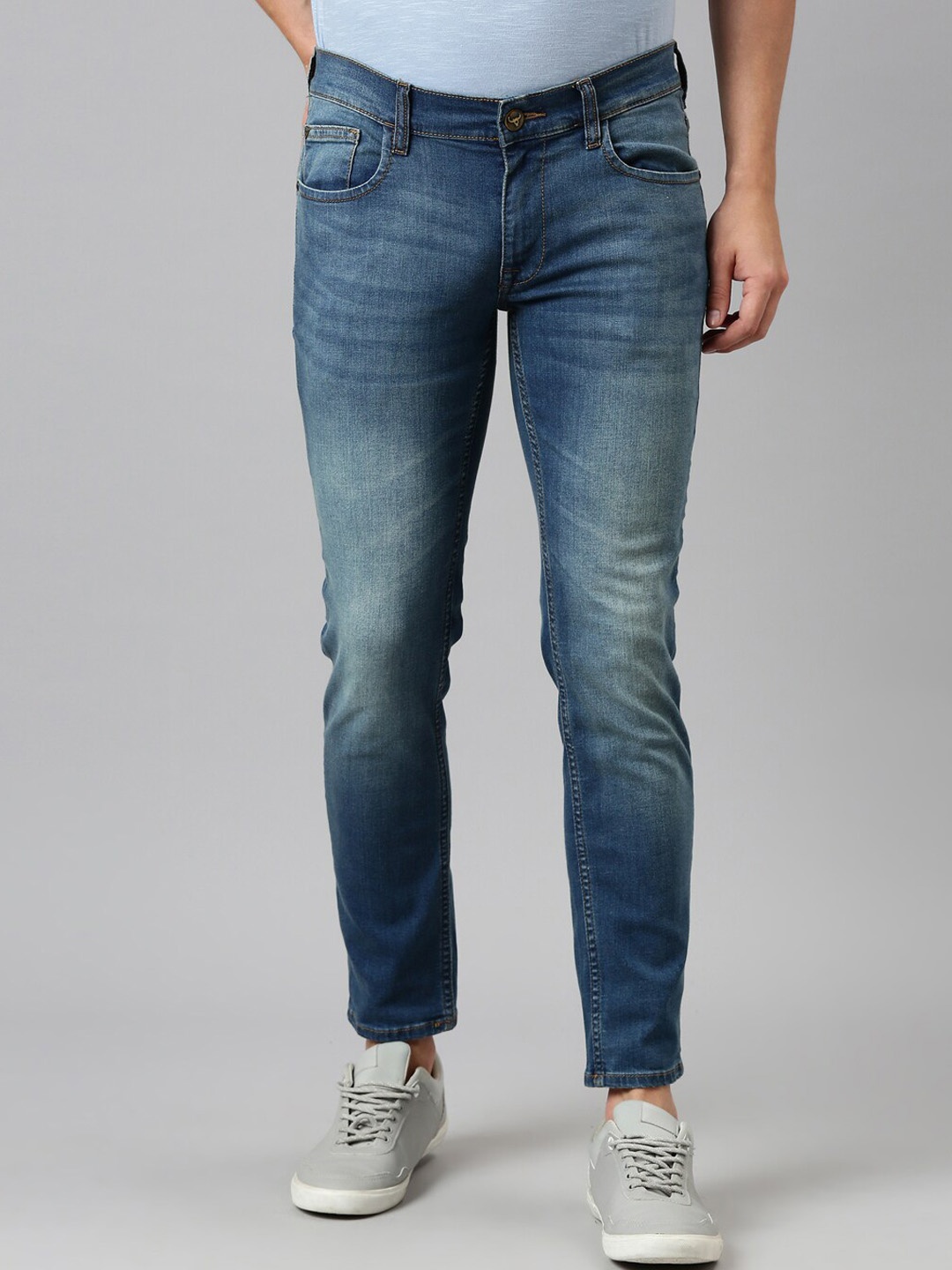 

American Bull Men Skinny Fit Heavy Fade Jeans, Blue