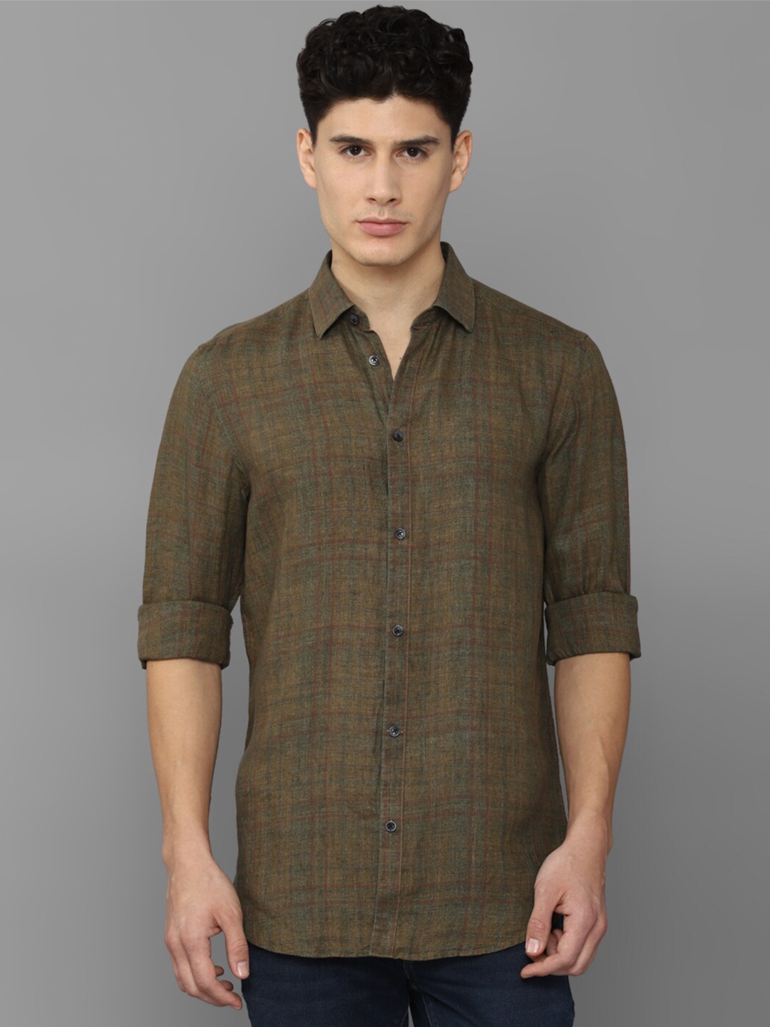 

Louis Philippe Sport Men Regular Fit Checked Linen Casual Shirt, Green