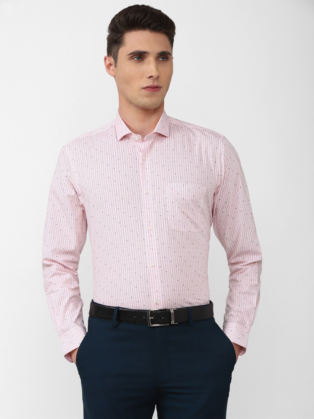 

Peter England Men Printed Cotton Formal Shirt, Pink