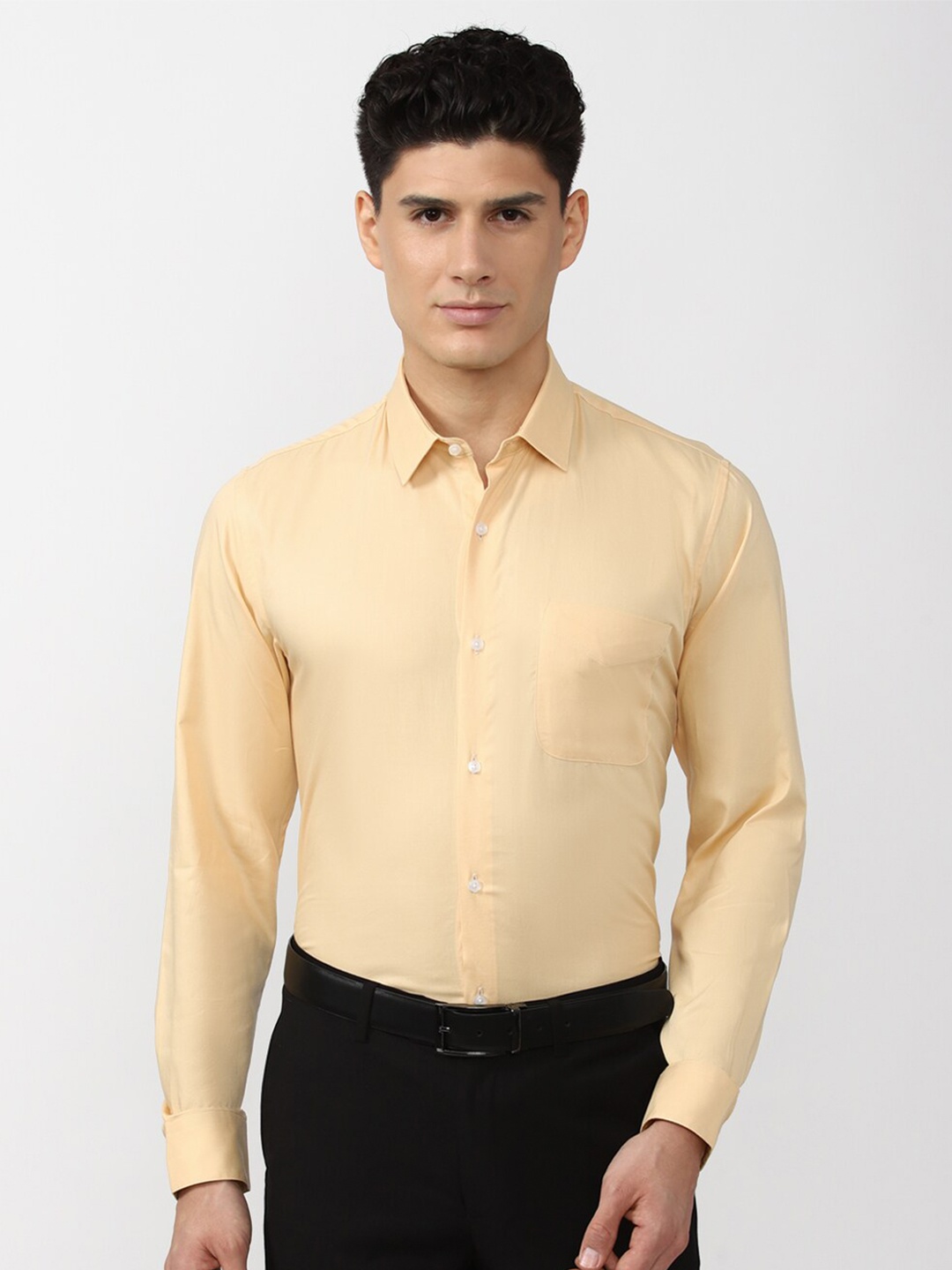 

Peter England Men Slim Fit Cotton Formal Shirt, Beige