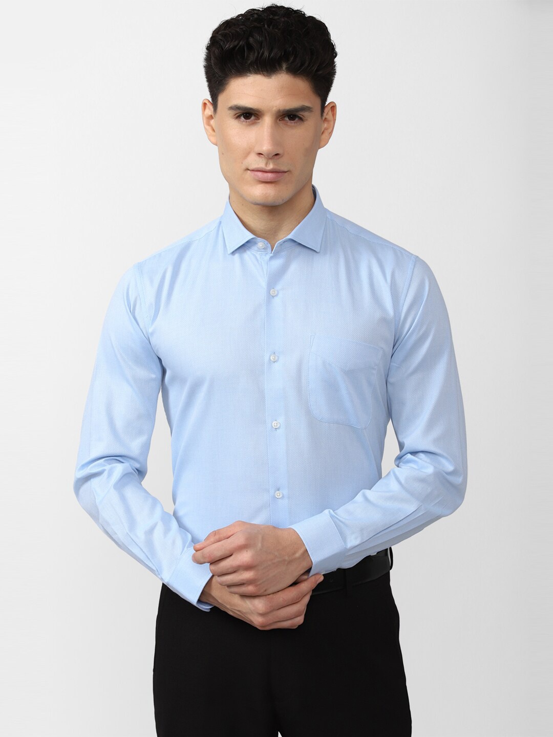 

Peter England Men Cotton Formal Shirt, Blue
