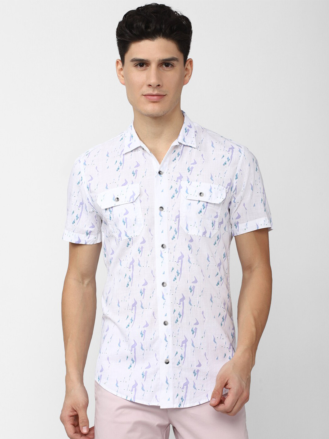 

Peter England Casuals Men Slim Fit Printed Pure Cotton Casual Shirt, White