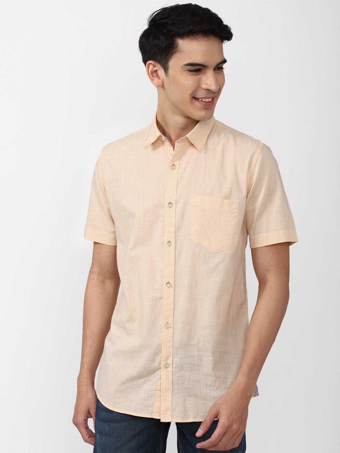 

Peter England Casuals Men Slim Fit Casual Shirt, Beige