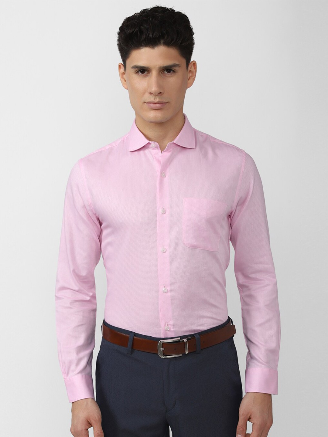 

Peter England Elite Men Slim Fit Pure Cotton Formal Shirt, Pink