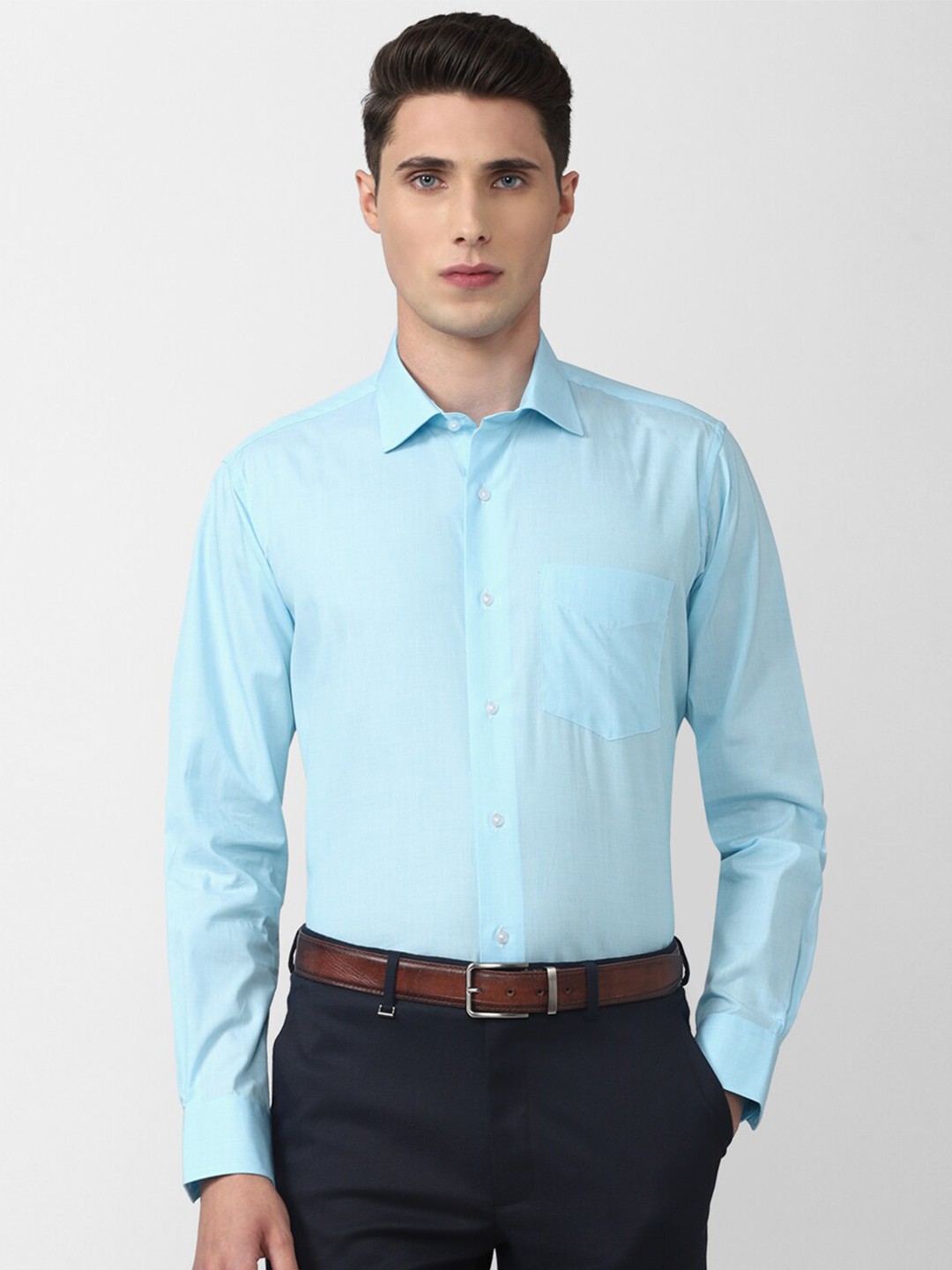 

Van Heusen Men Cotton Solid Regular Fit Formal Shirt, Blue