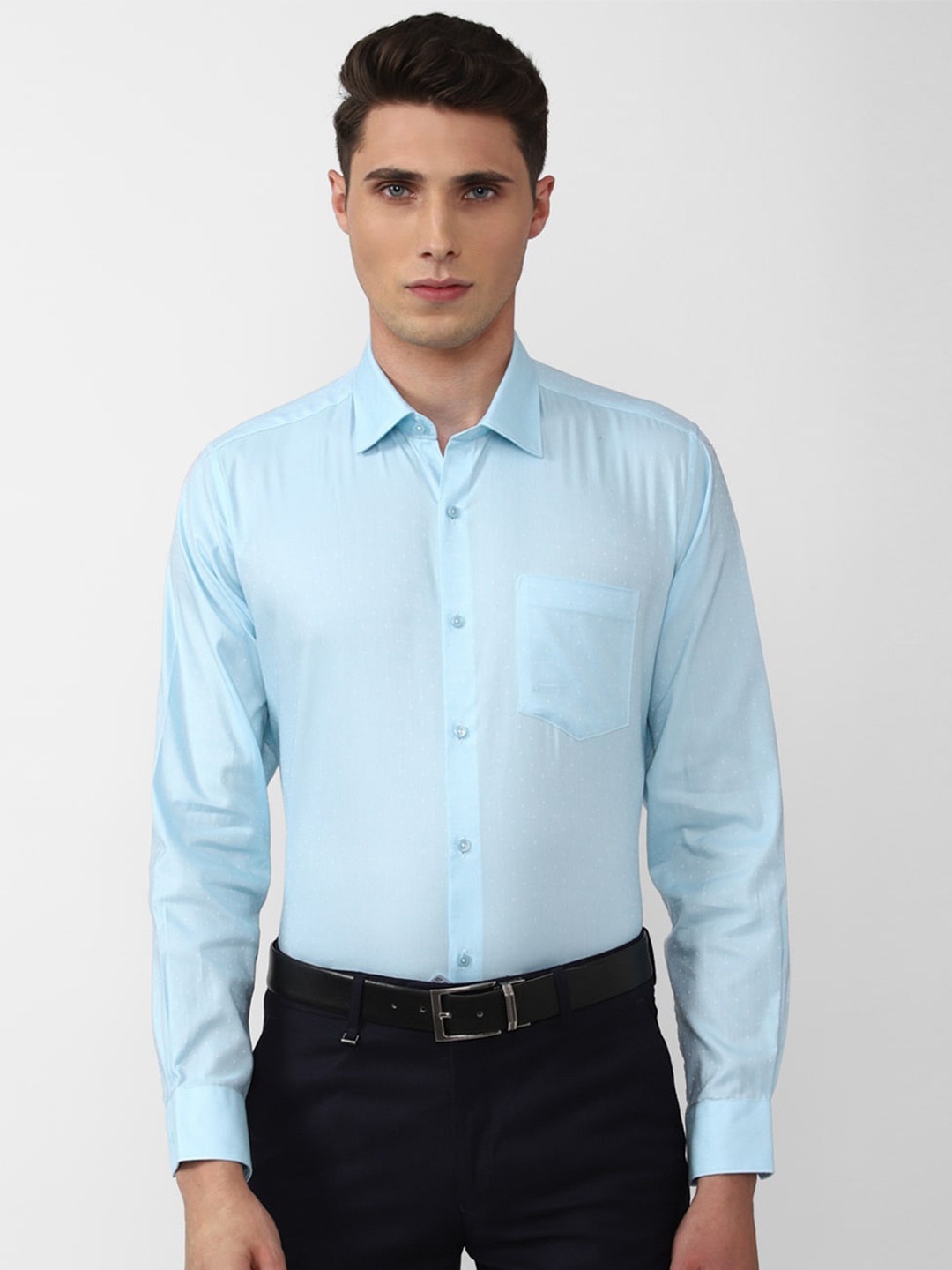 

Van Heusen Men Solid Formal Shirt, Blue