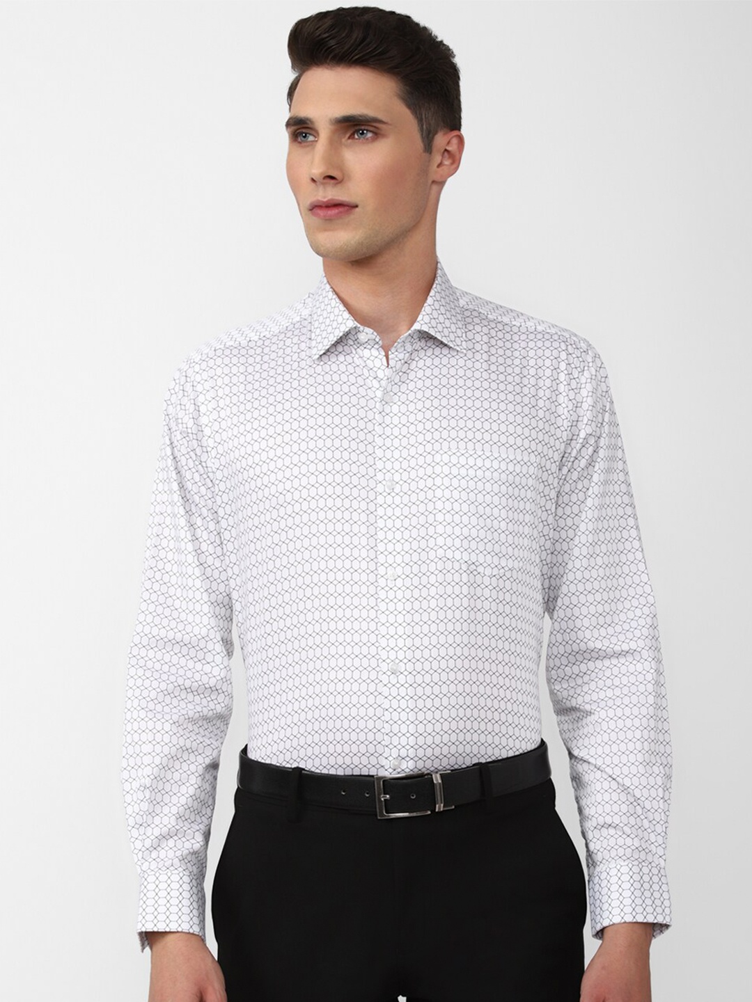 

Van Heusen Men Cotton Geometric Printed Regular Fit Formal Shirt, Grey