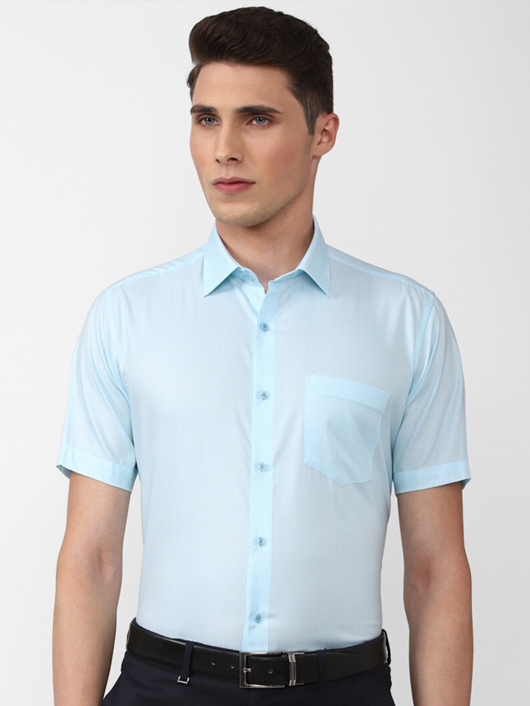 

Van Heusen Men Cotton Regular Fit Formal Shirt, Blue