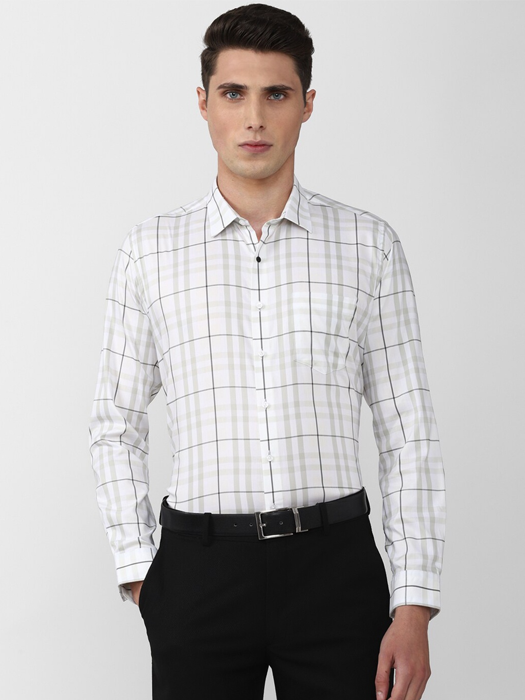 

Van Heusen Men Slim Fit Checked Formal Shirt, White