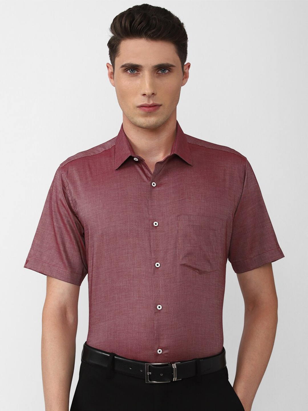 

Van Heusen Men Cotton Solid Regular Fit Formal Shirt, Maroon